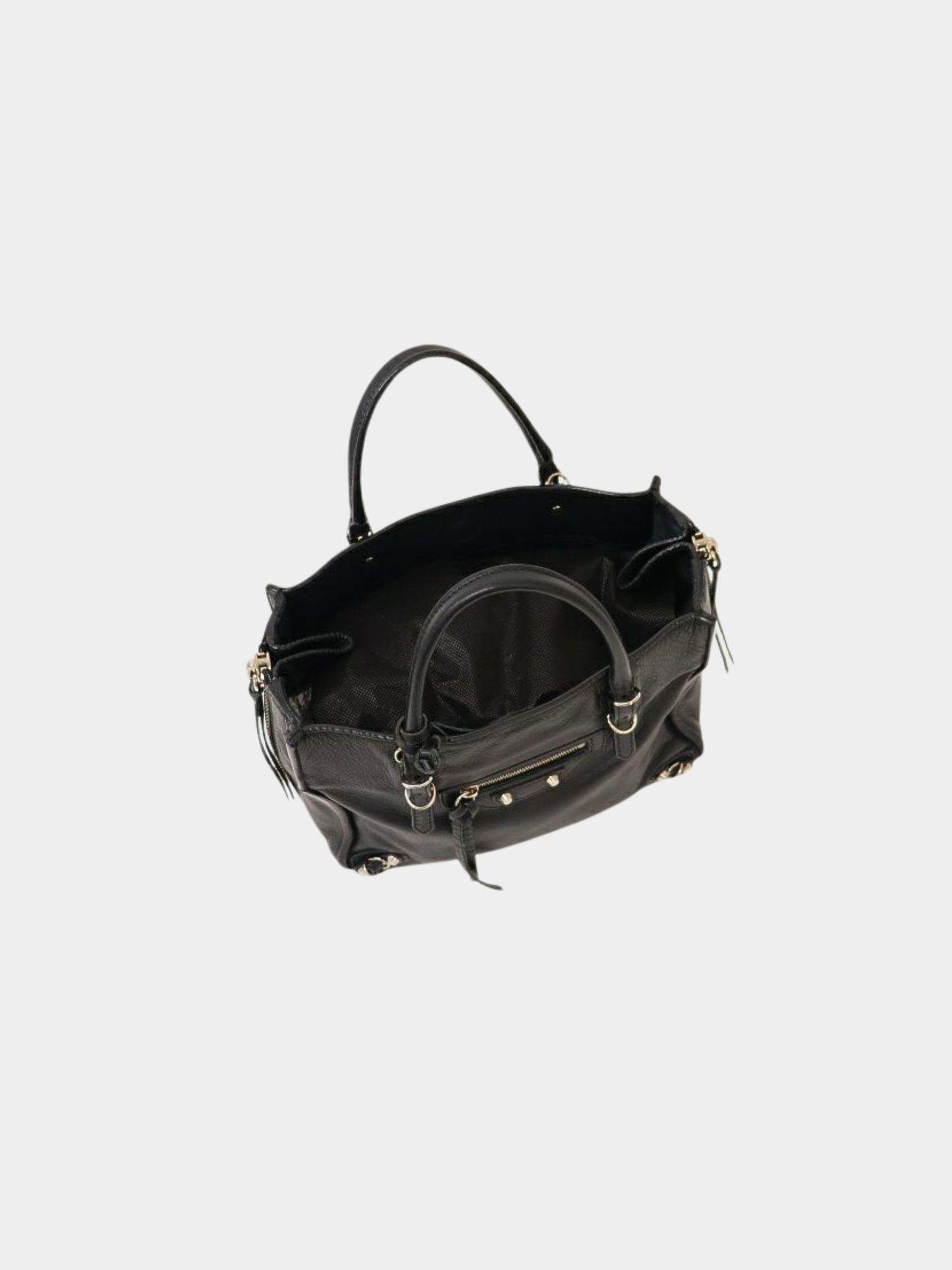 Balenciaga 2010s Black Leather Papier Mini Bag