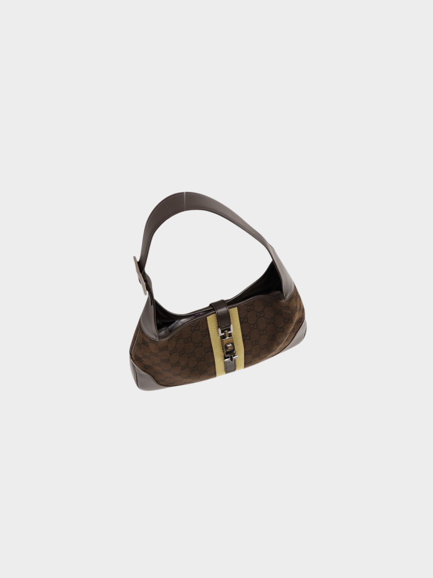 Gucci 2000s Brown GG Canvas Leather Jackie Shoulder Bag