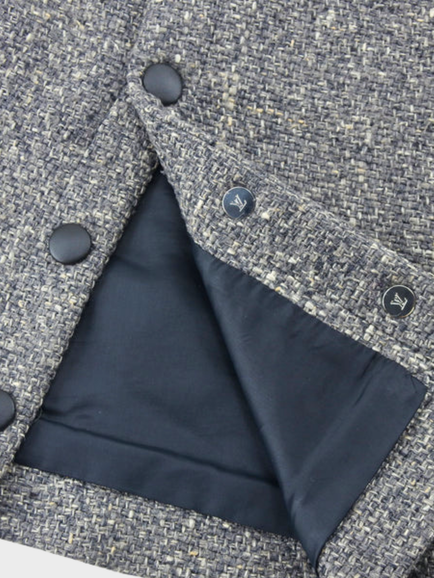 Louis Vuitton 2000s Grey Viscose Blend Button Midi Skirt