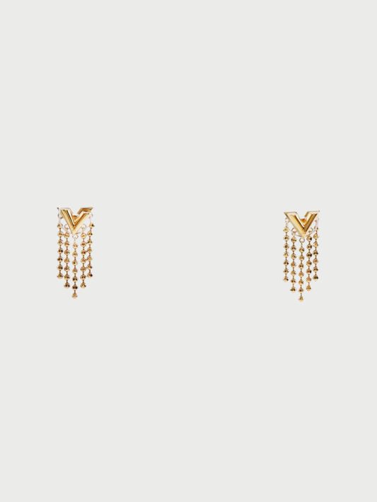 Louis Vuitton 2022 Gold Tone Plated Metal Essential V Skin Earrings