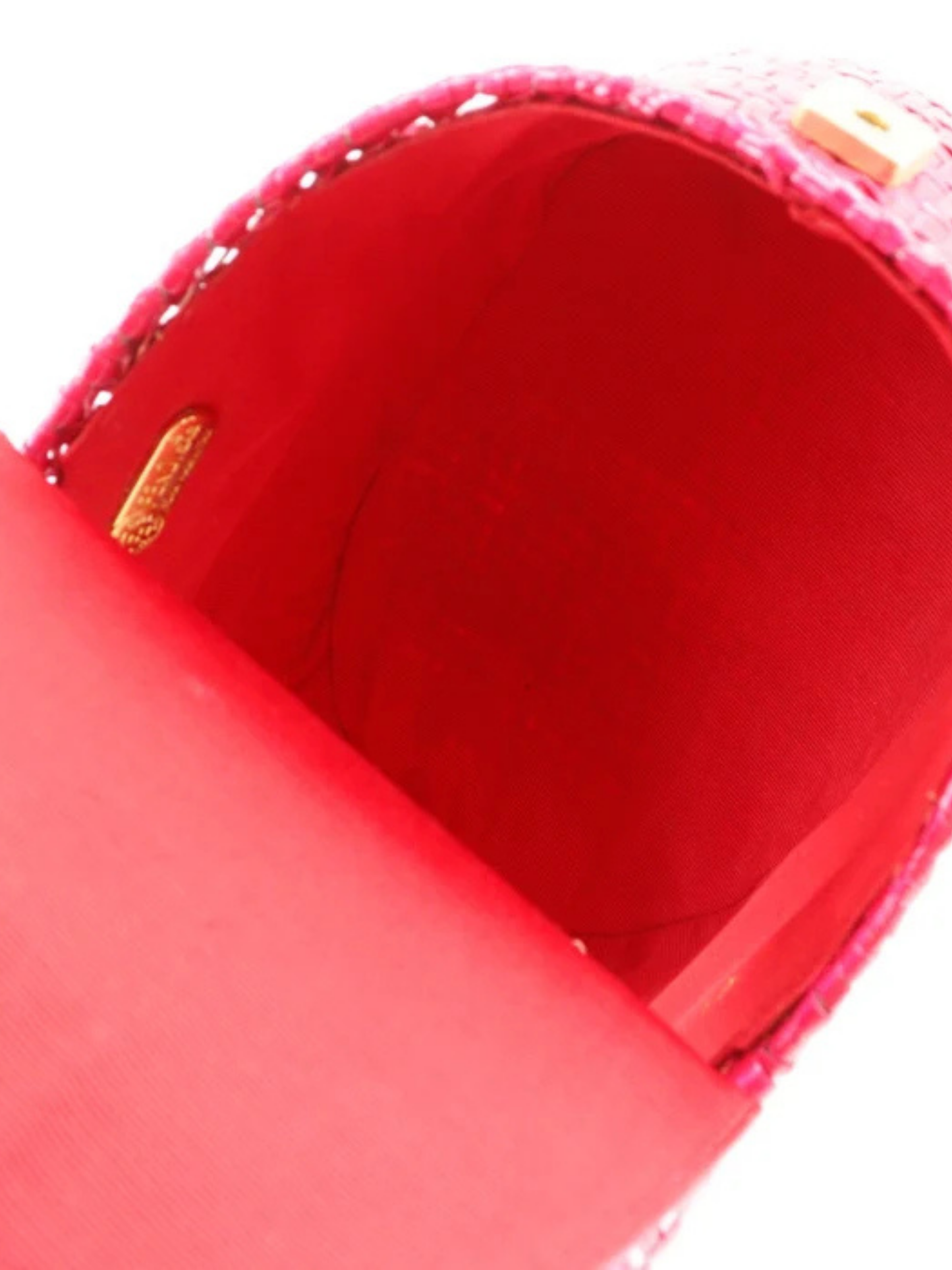Fendi 2000s Raspberry Pink Straw Embossed Leather Handbag