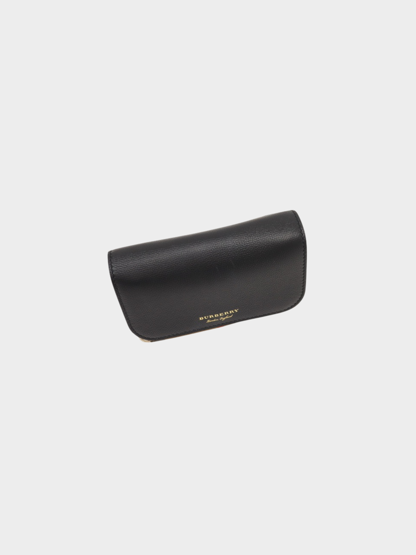 Burberry 2010s Beige Black Check Canvas Leather Chain Wallet