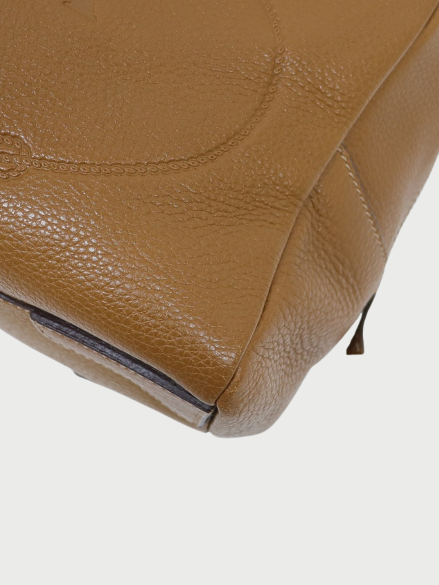 Prada 2000s Brown Leather Logo Embossed Handbag