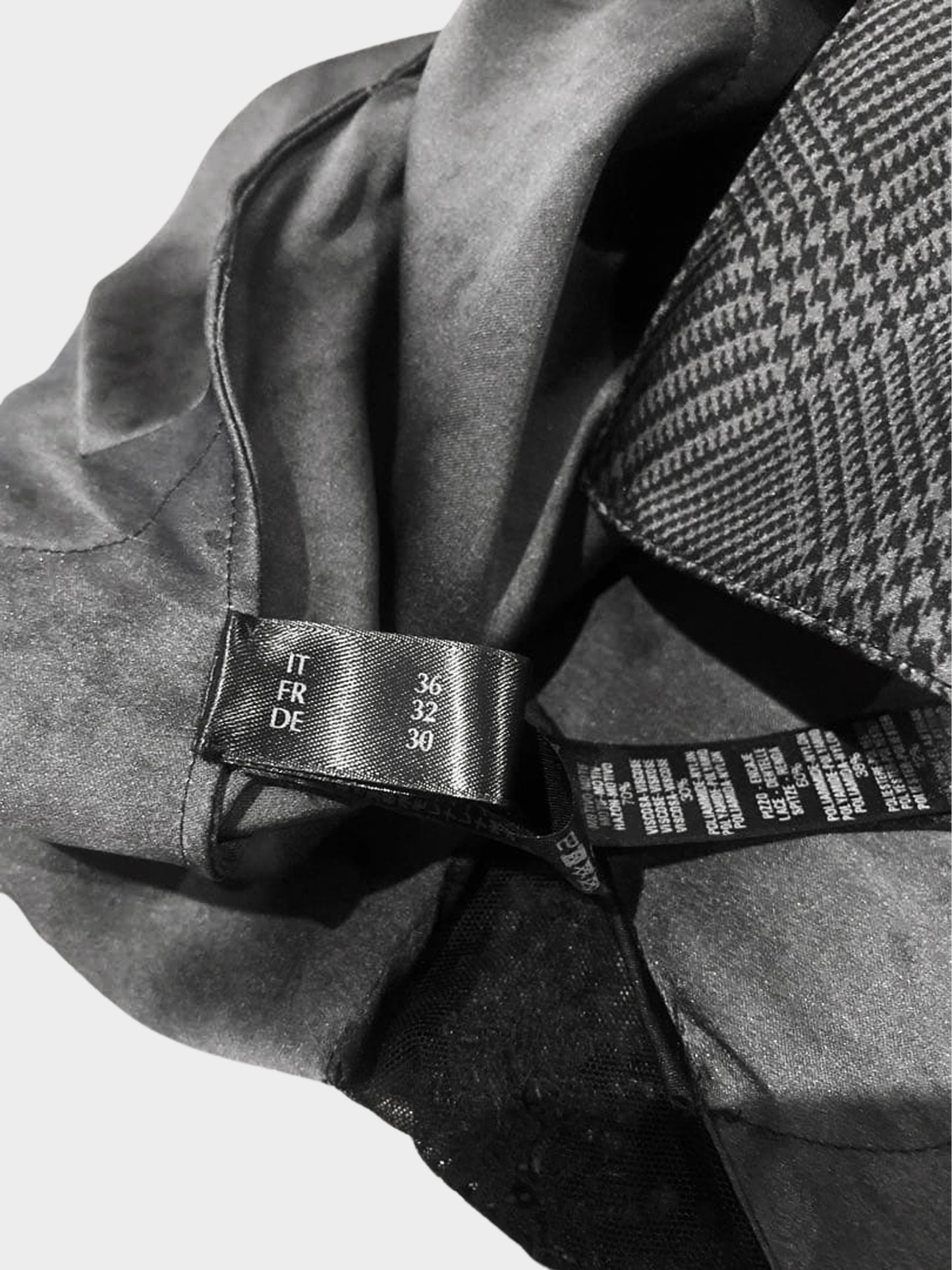 La Perla 2000s Rare Black and Grey Check Pattern and Lace Cami Top