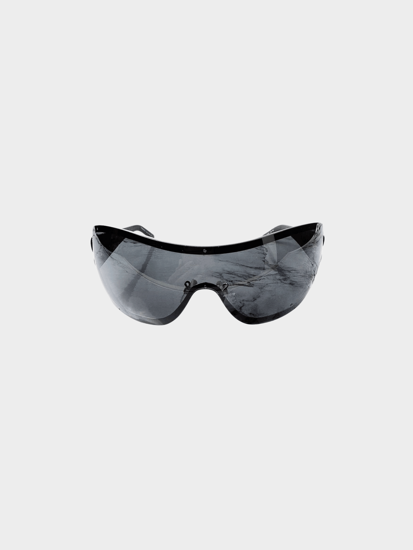 Chanel 2007-2008 Black Oversized Shield Wrap Around Sunglasses