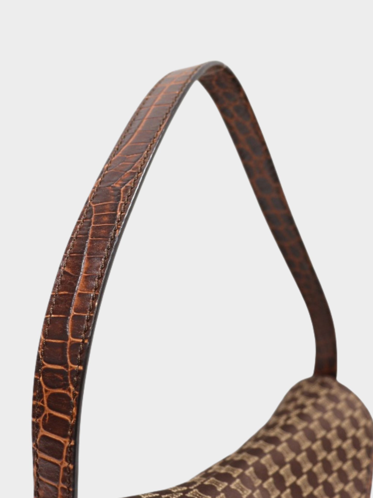 Celine 2000s Brown Macadam Canvas Leather Tassel Shoulder Bag