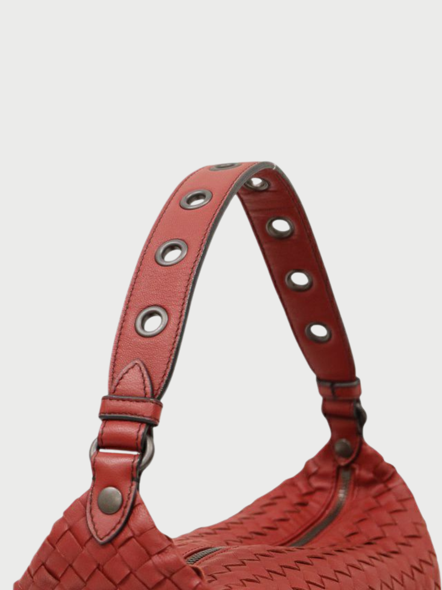 Bottega Veneta 2000s Red Intrecciato Leather One-Shoulder Bag