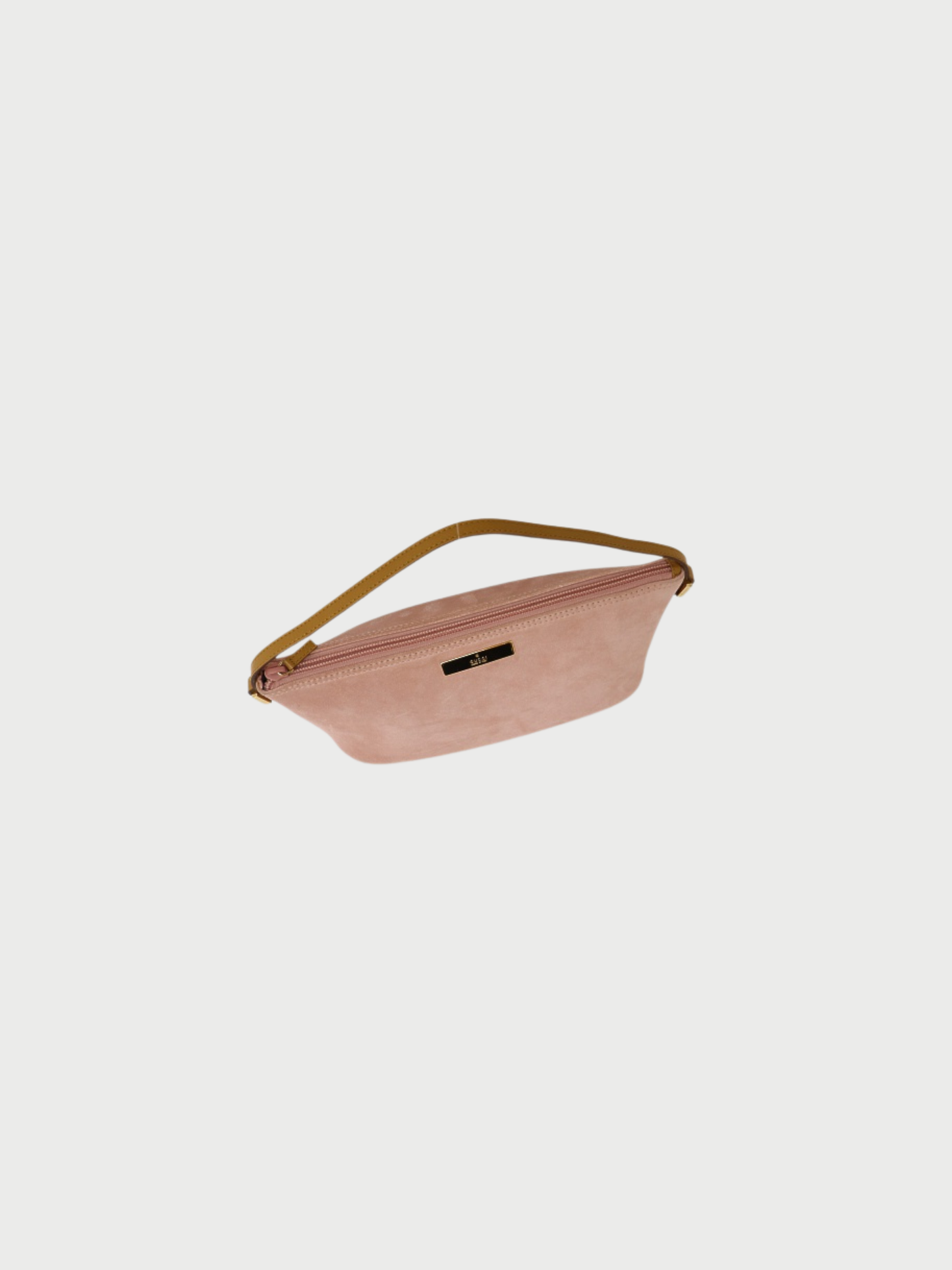 Gucci 2000s Pink Beige Suede Leather Logo Hardware Mini Handbag