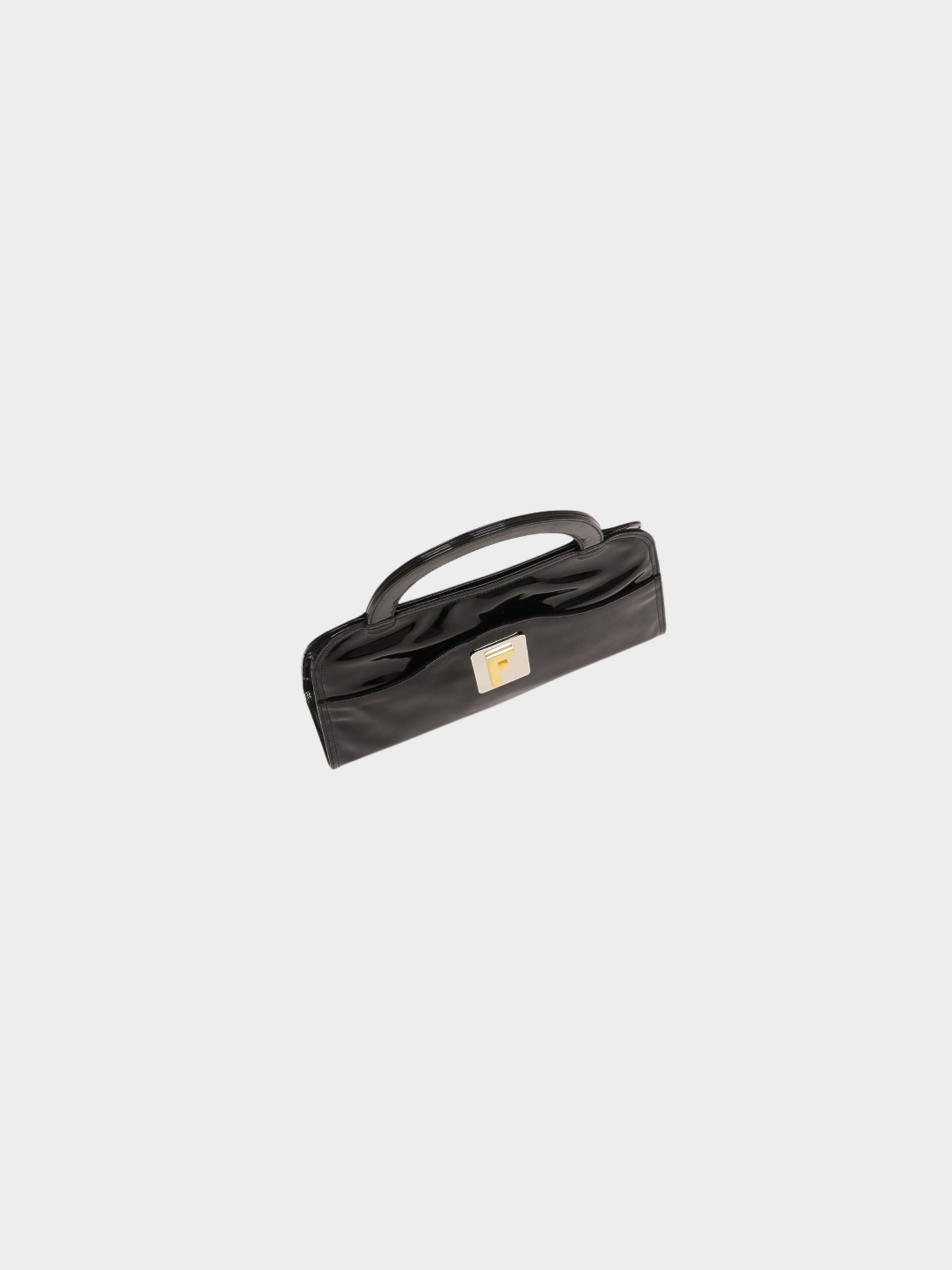 Fendi 2000s Black Patent Leather Logo Handbag
