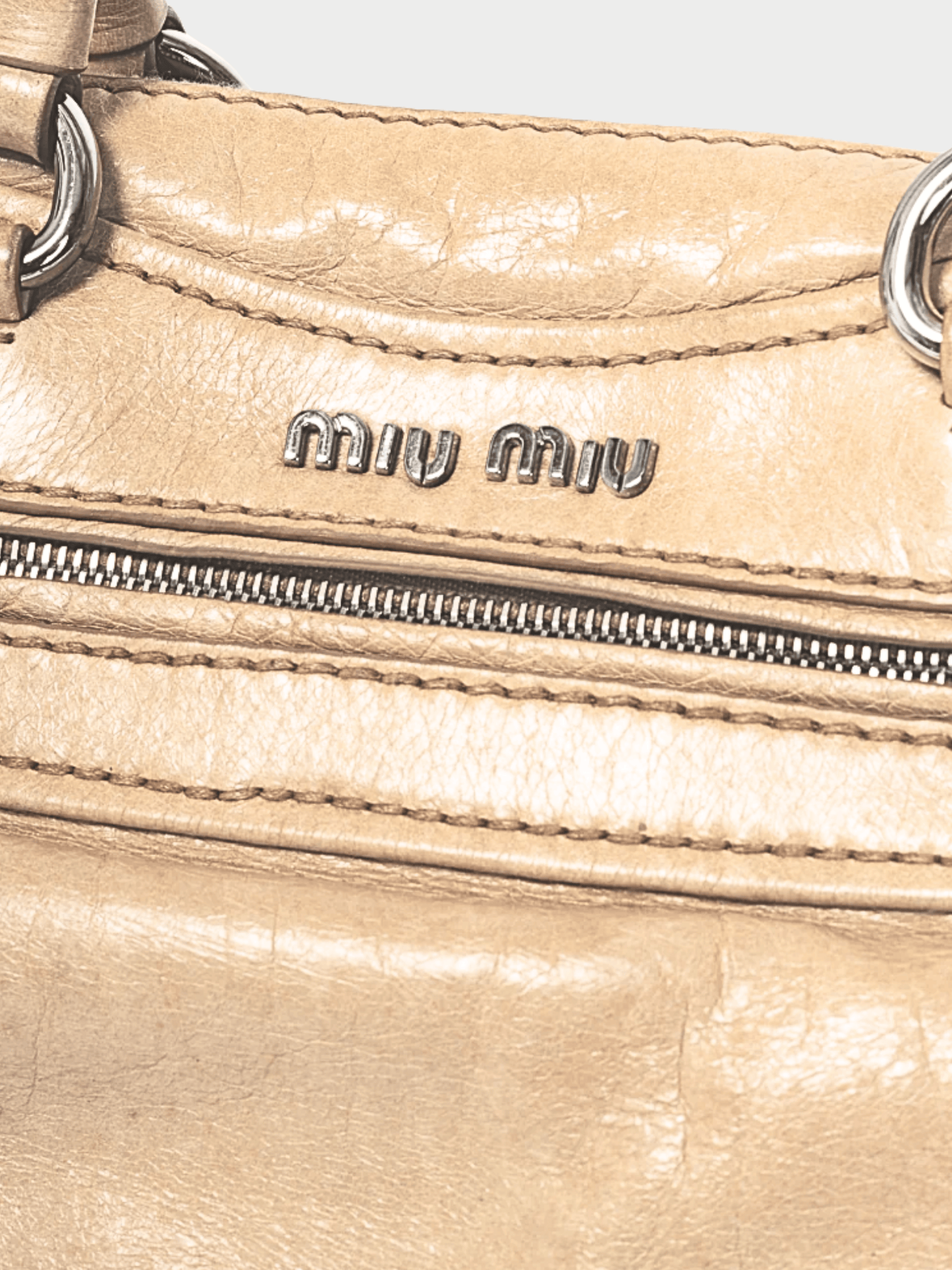 Miu Miu 2000s Beige Vitello Lux Heart-Charm 2-Way Handbag