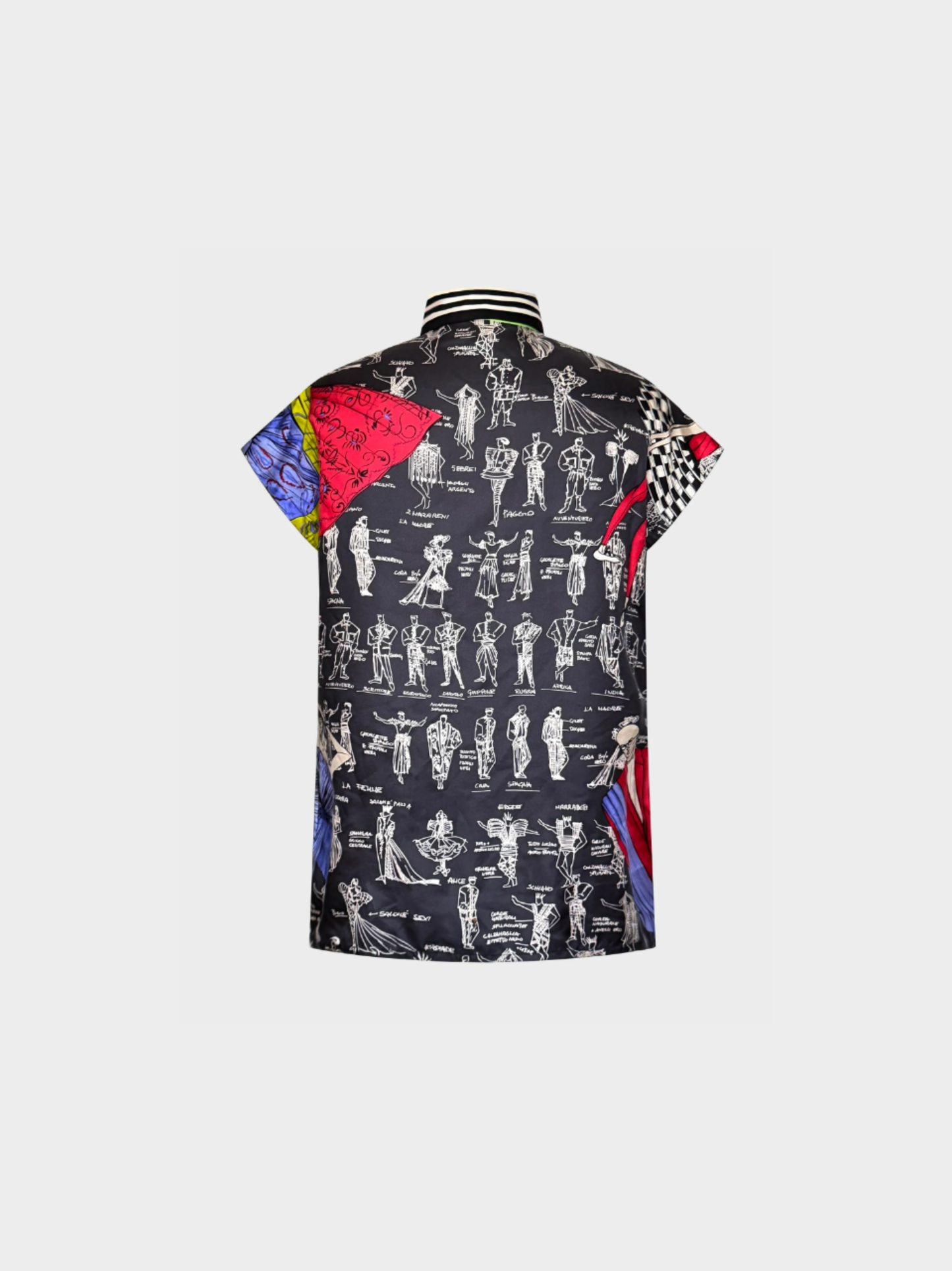 Versace 1991 Black Graphic Printed Silk Shirt