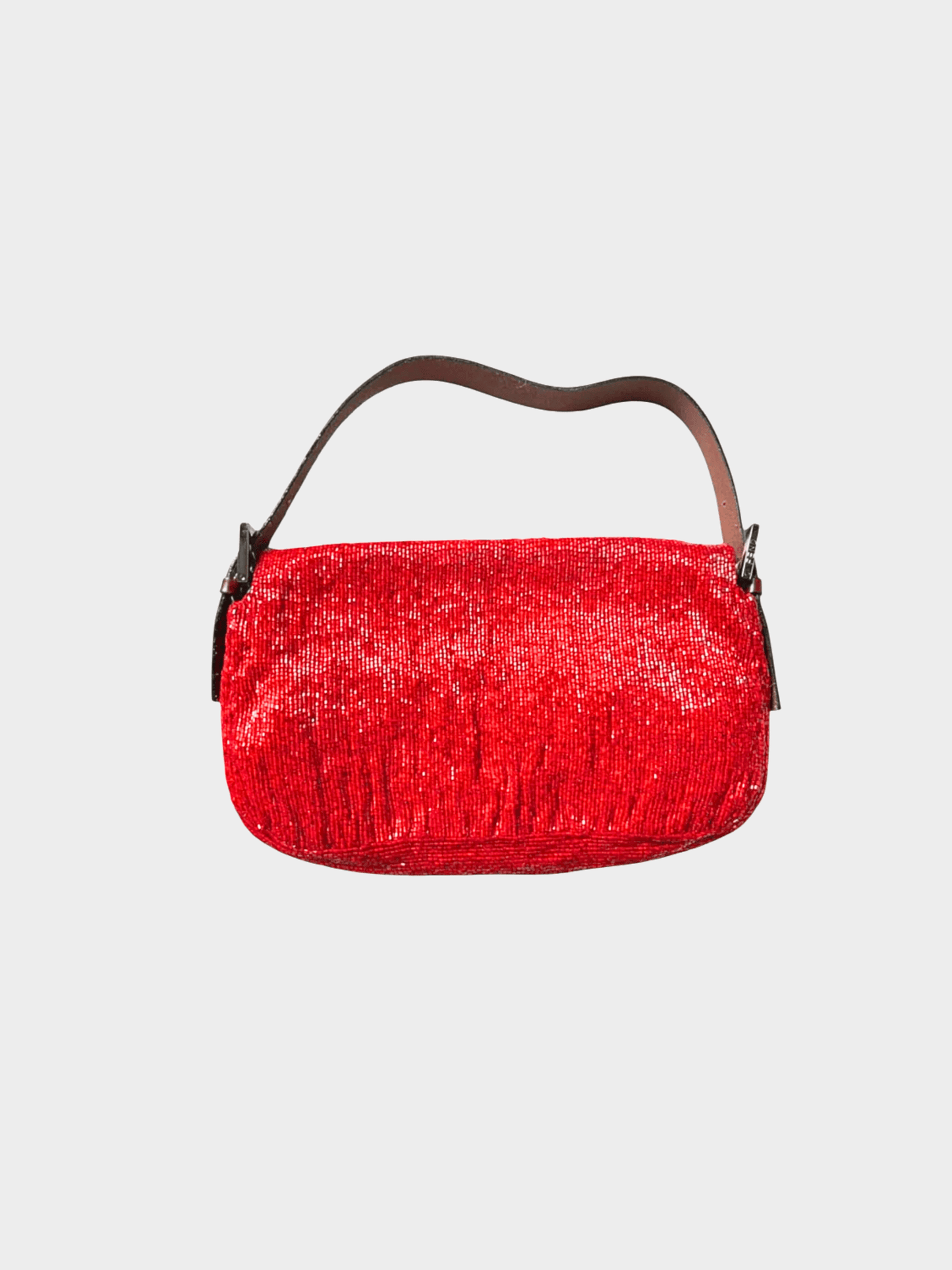 Fendi 2000s Cherry Red Beaded Baguette Bag