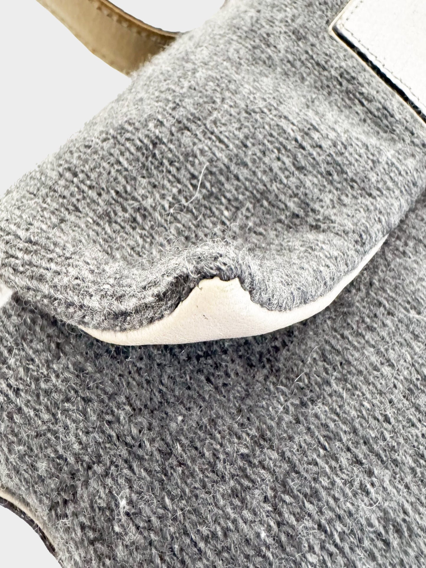 Fendi 2000s Grey Cashmere and Rhinestone Baguette