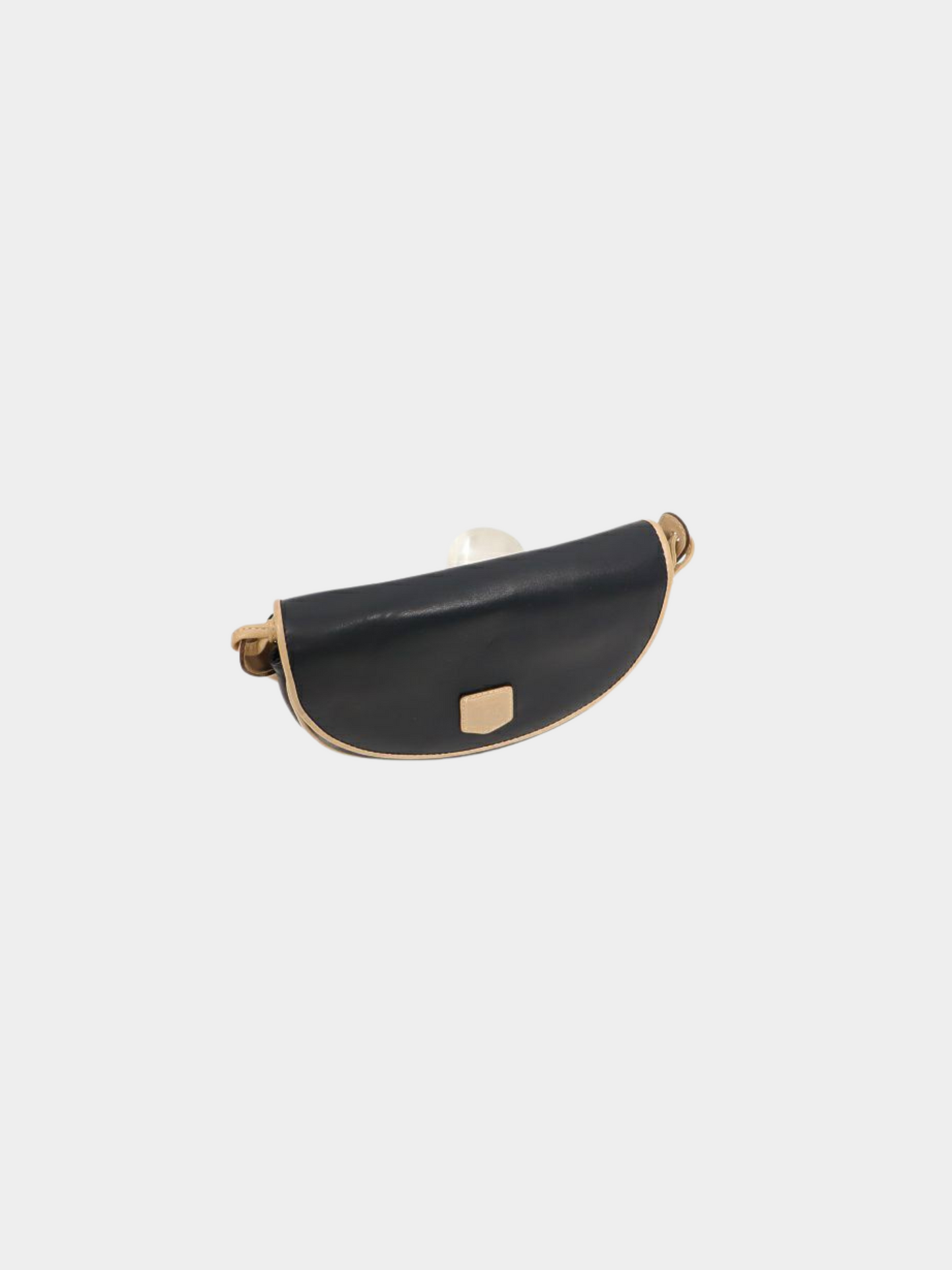 Celine 1990s Ivory and Navy Macadam Blazon Leather Shoulder Bag