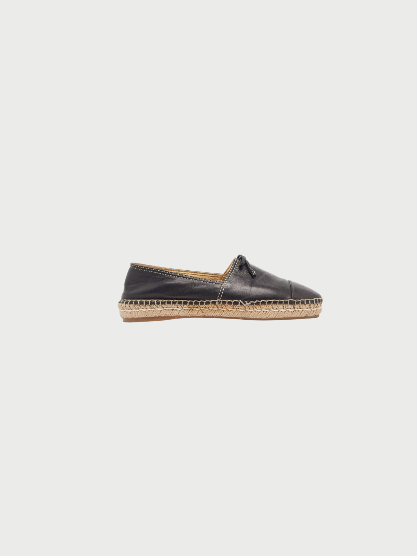 Prada 2010s Black Leather Bow Espadrilles