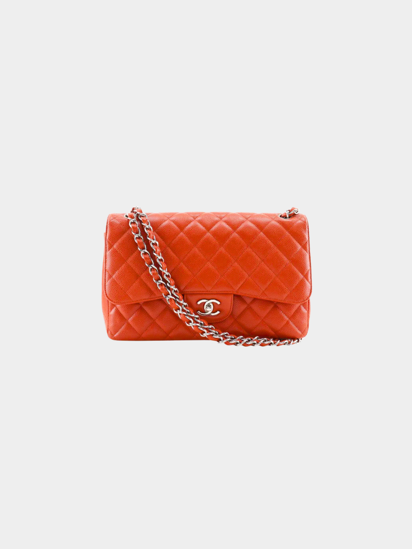 Chanel 2012 Orange Deca Matelasse 30 Double Flap Shoulder Bag