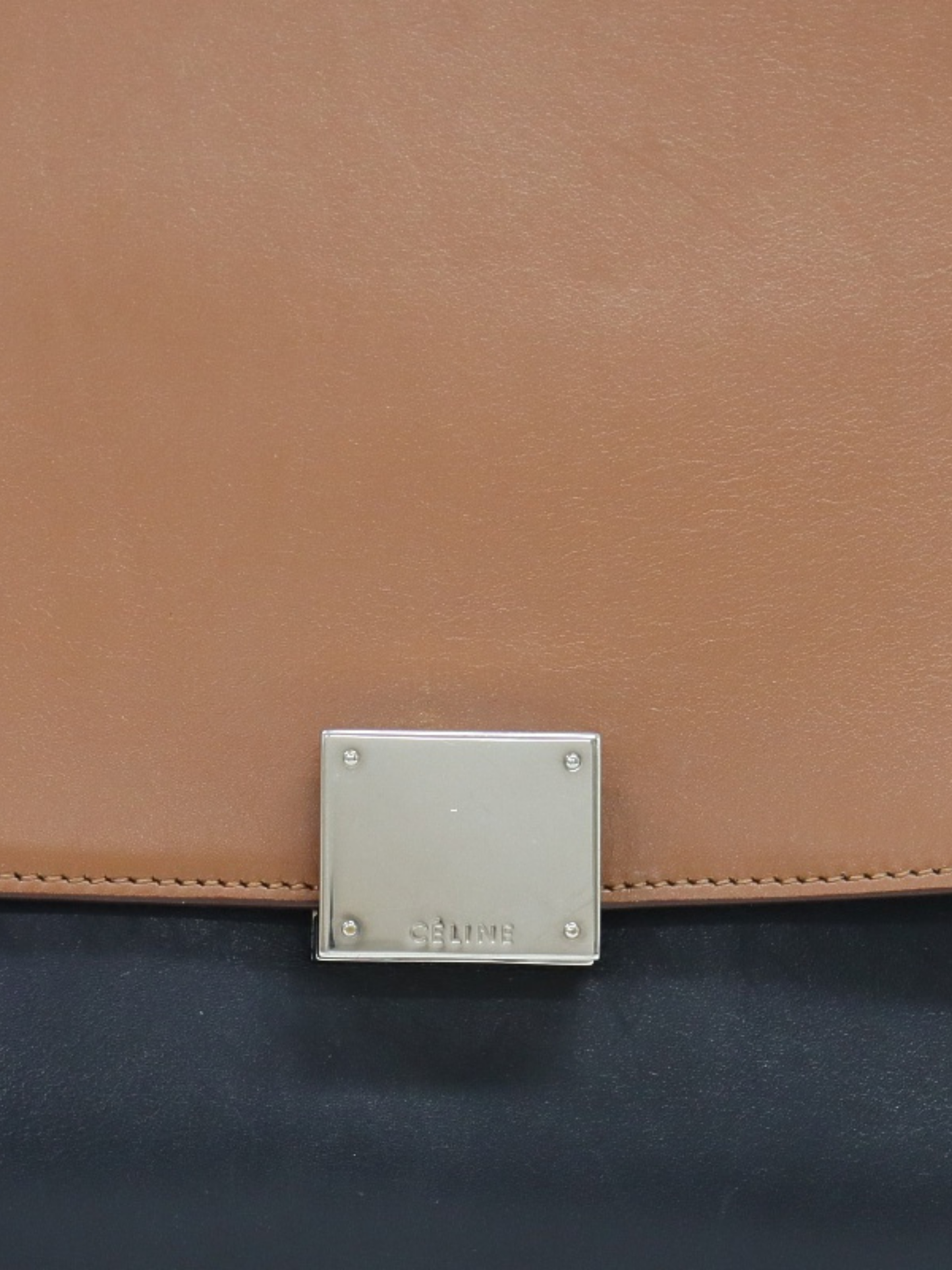 Celine 2011 Black Ivory Brown Leather Trapeze Bag