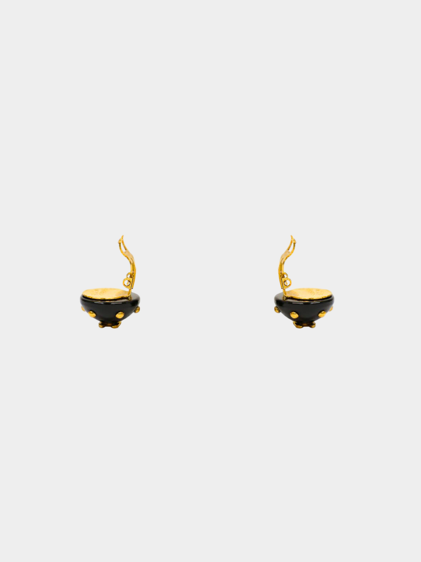 Chanel 2010s Black and Gold CC Round Clip-on Earrings