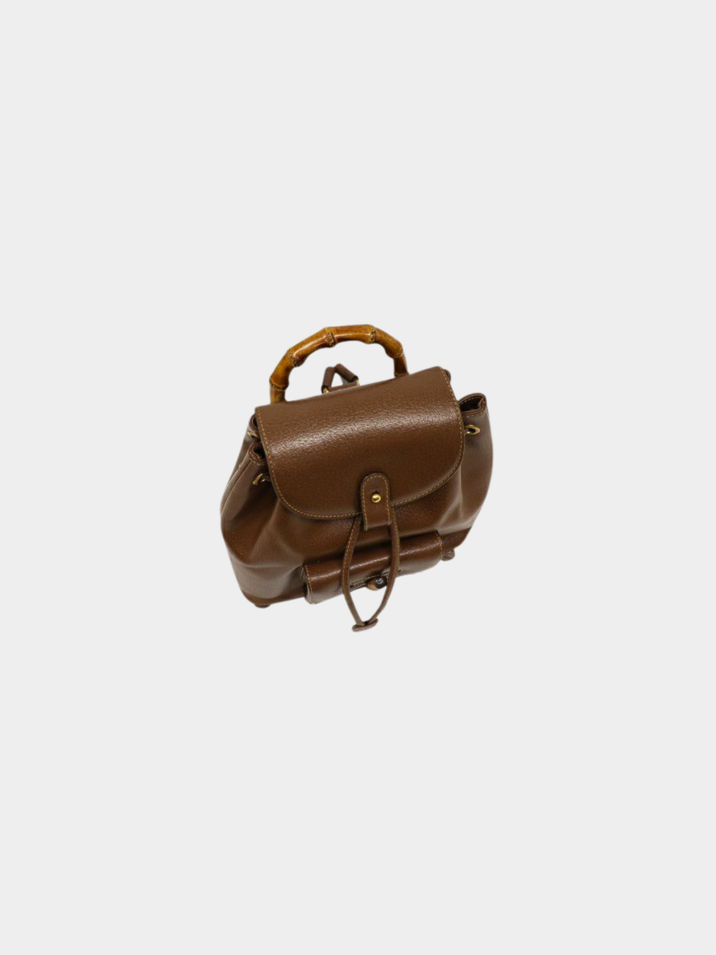 Gucci 2000s Brown Bamboo Leather Backpack