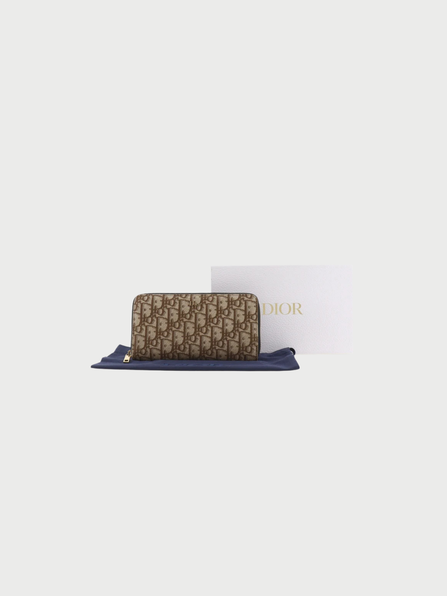 Christian Dior 2020s Brown Oblique Canvas Zip Around Long Wallet