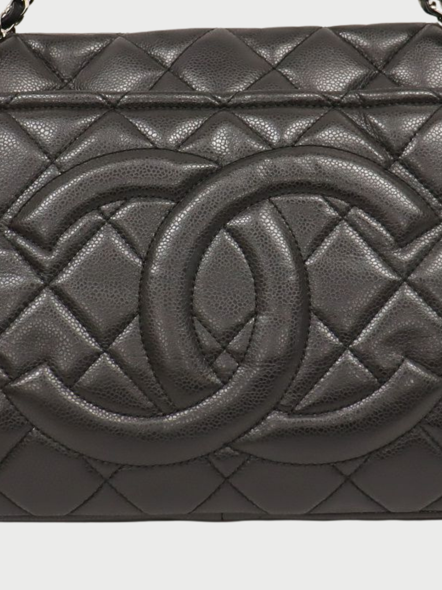Chanel 2012 Black Caviar Skin Matelassé Chain Tote Bag