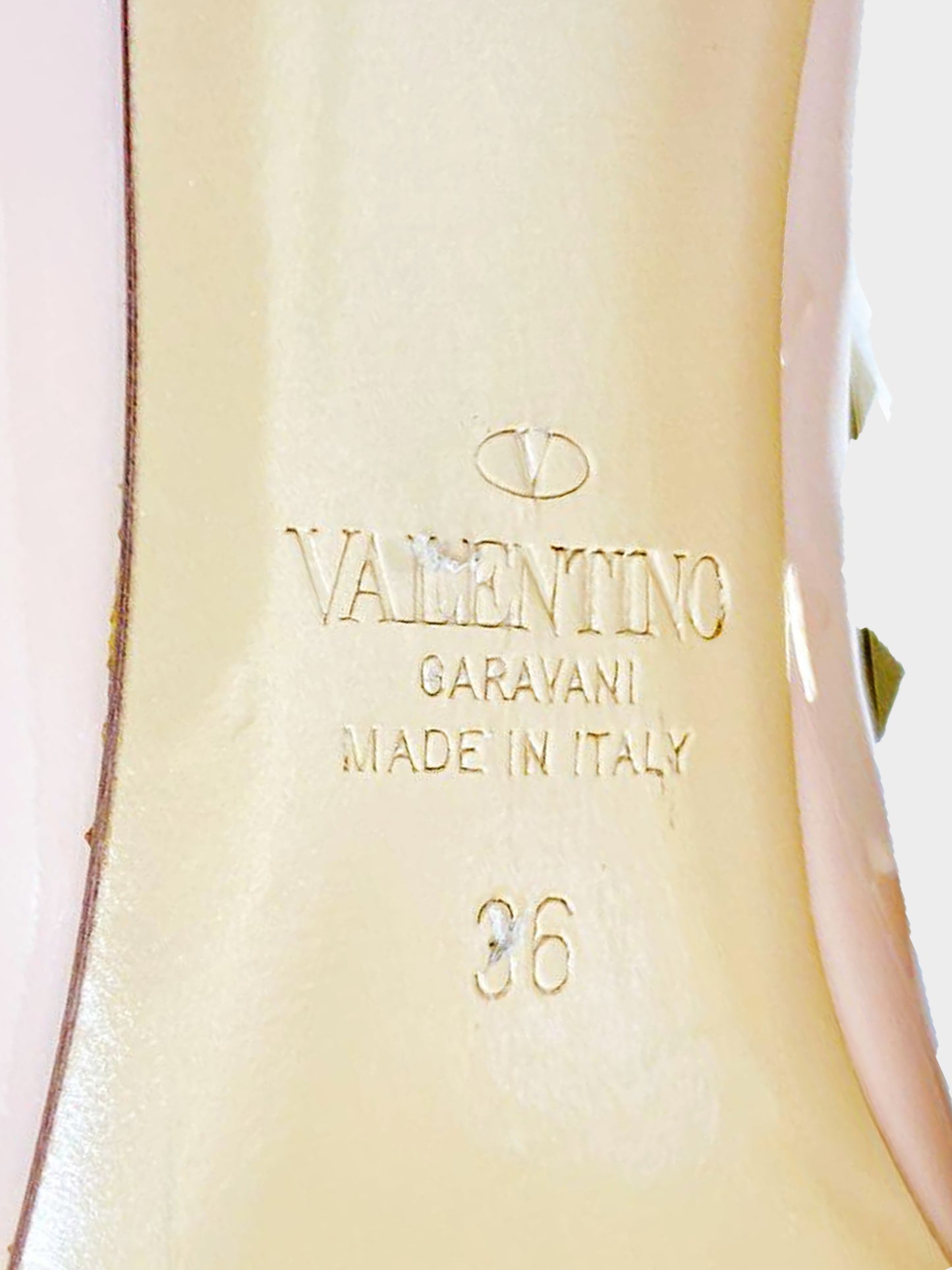 Valentino 2010s Beige Pink Patent Leather Rockstud Pumps