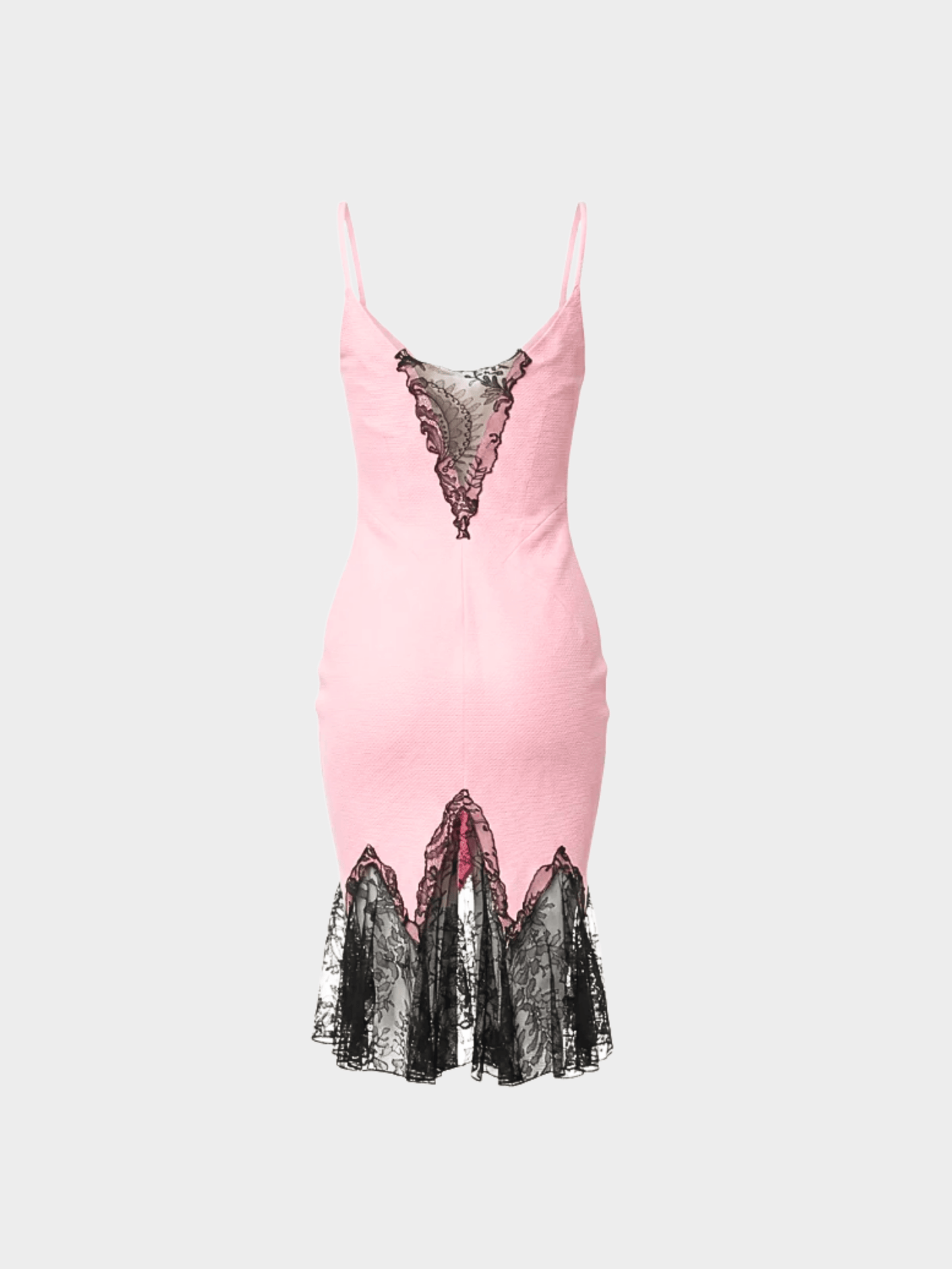 Versace SS 2002 Pink Silk Slip Lace Dress