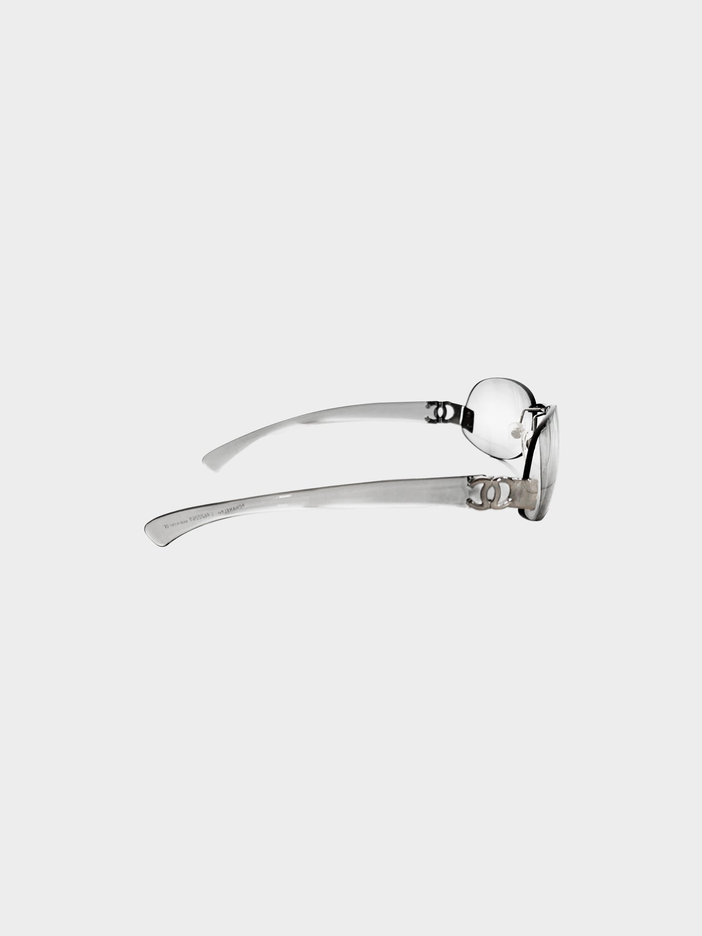 Chanel 2000s Grey Translucent Rimless Sunglasses