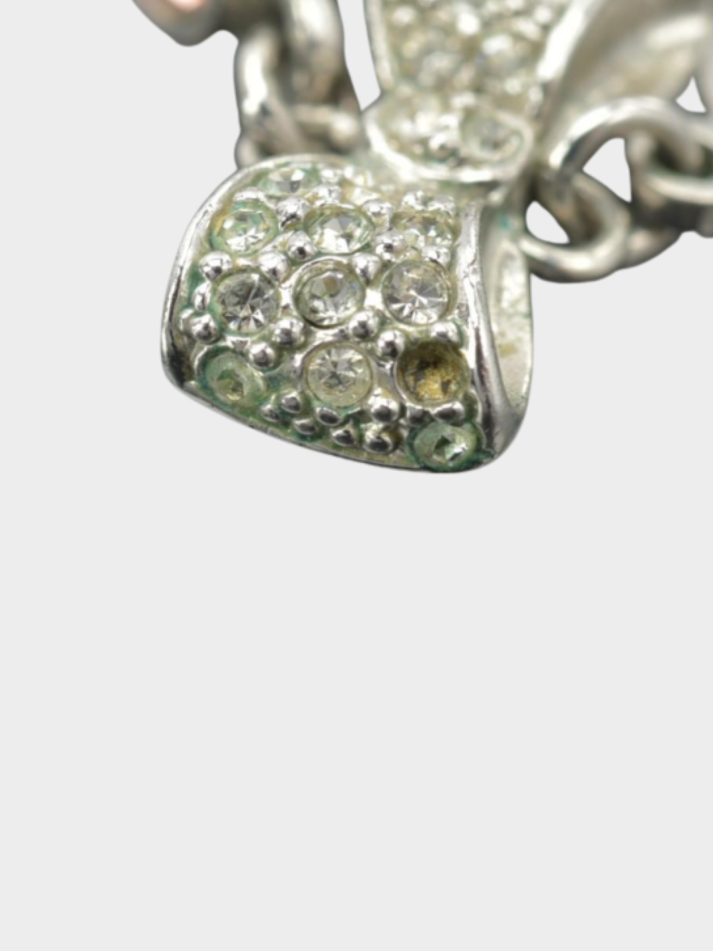 Christian Dior 2000s Bow Crystal Silver-tone Dangle Earrings