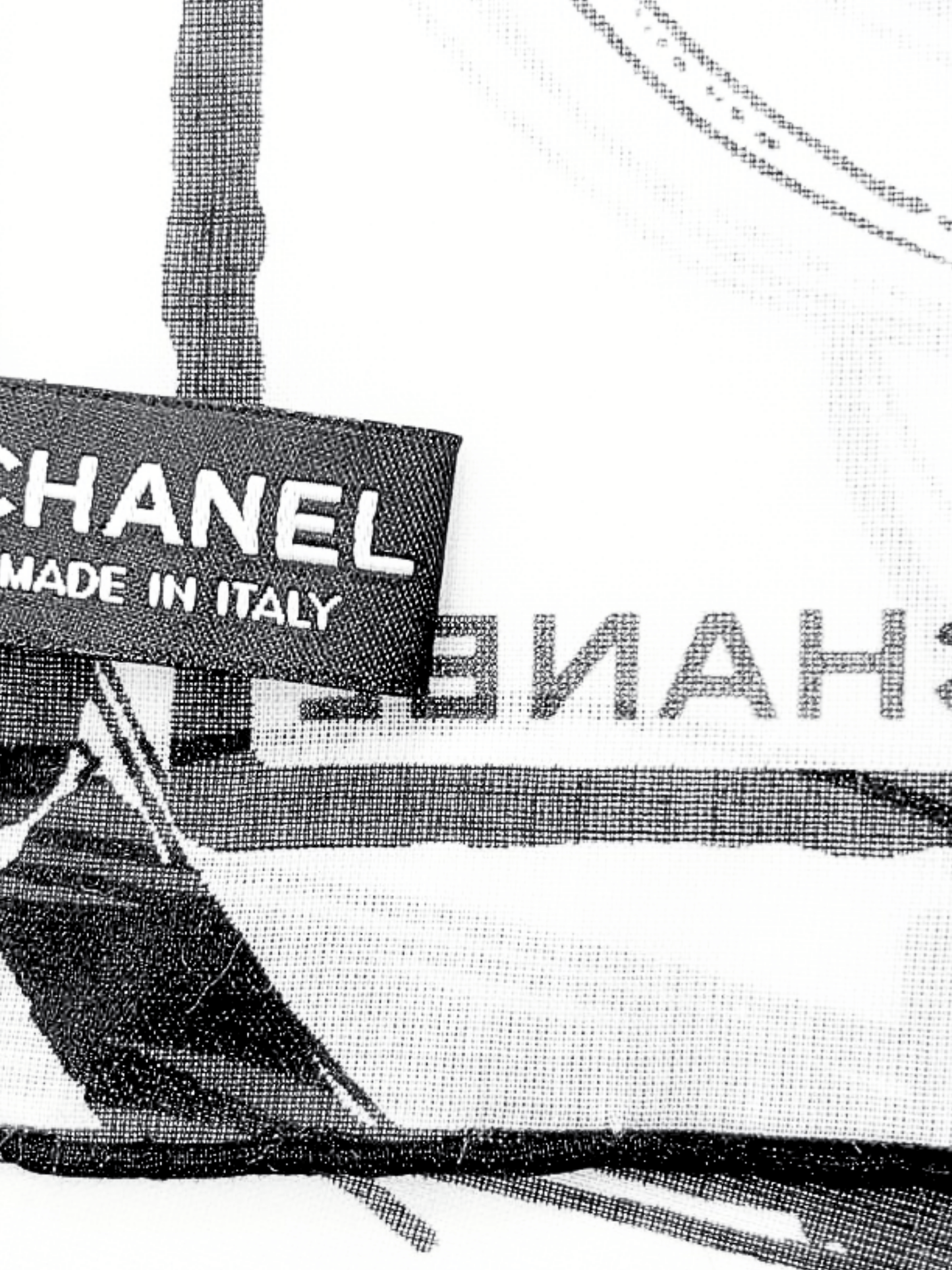 Chanel 2000s White and Black Chanel Jacket Print Scarf