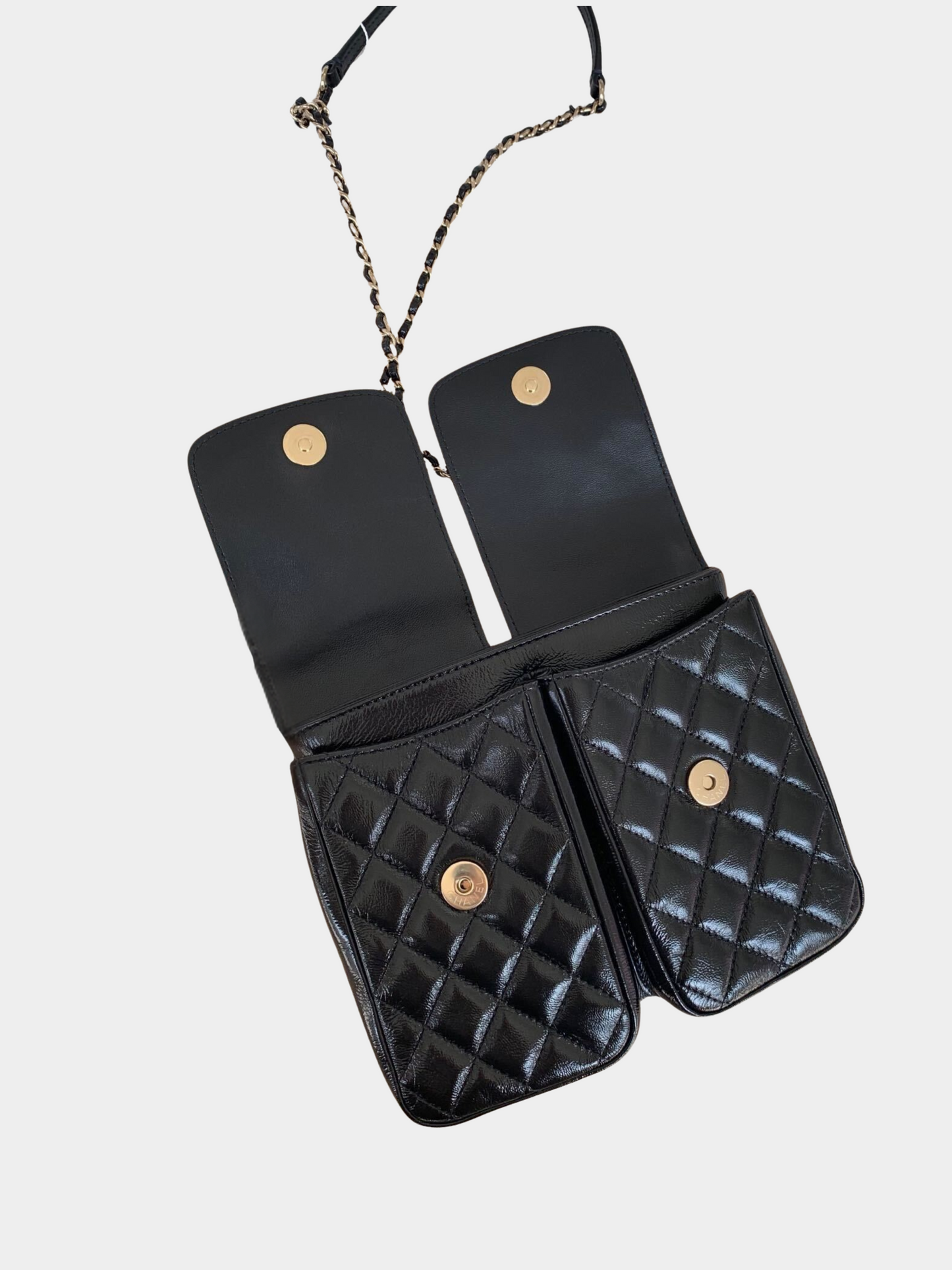 Chanel 2020s Black CC Double Pocket Flap Crossbody Bag
