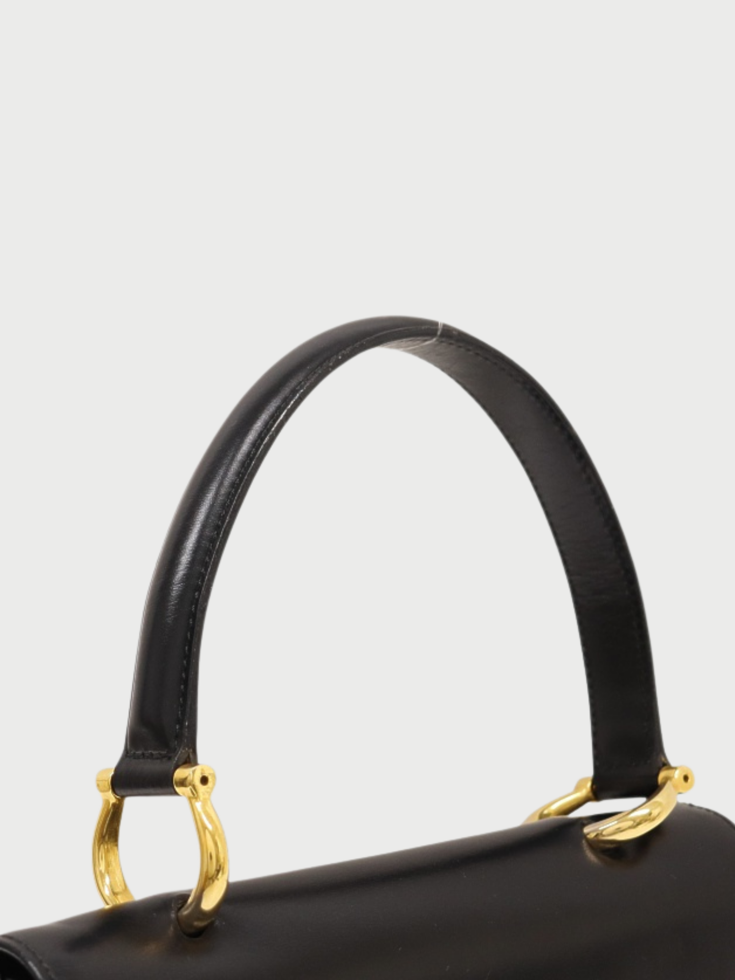 Celine 2000s Black Leather Double Flap Handbag