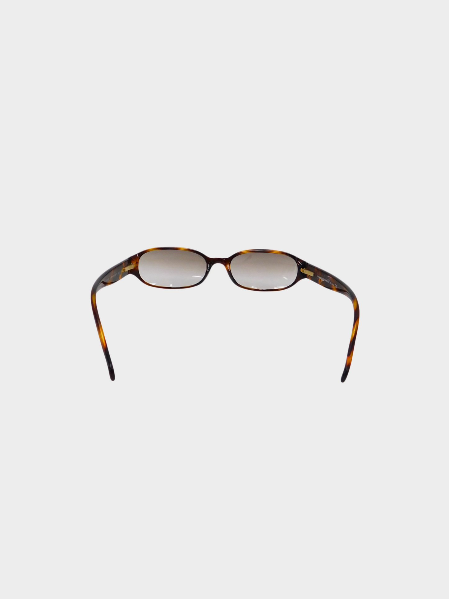 Chanel 2000s Brown Tortoiseshell CC Rhinestone Matelasse Sunglasses