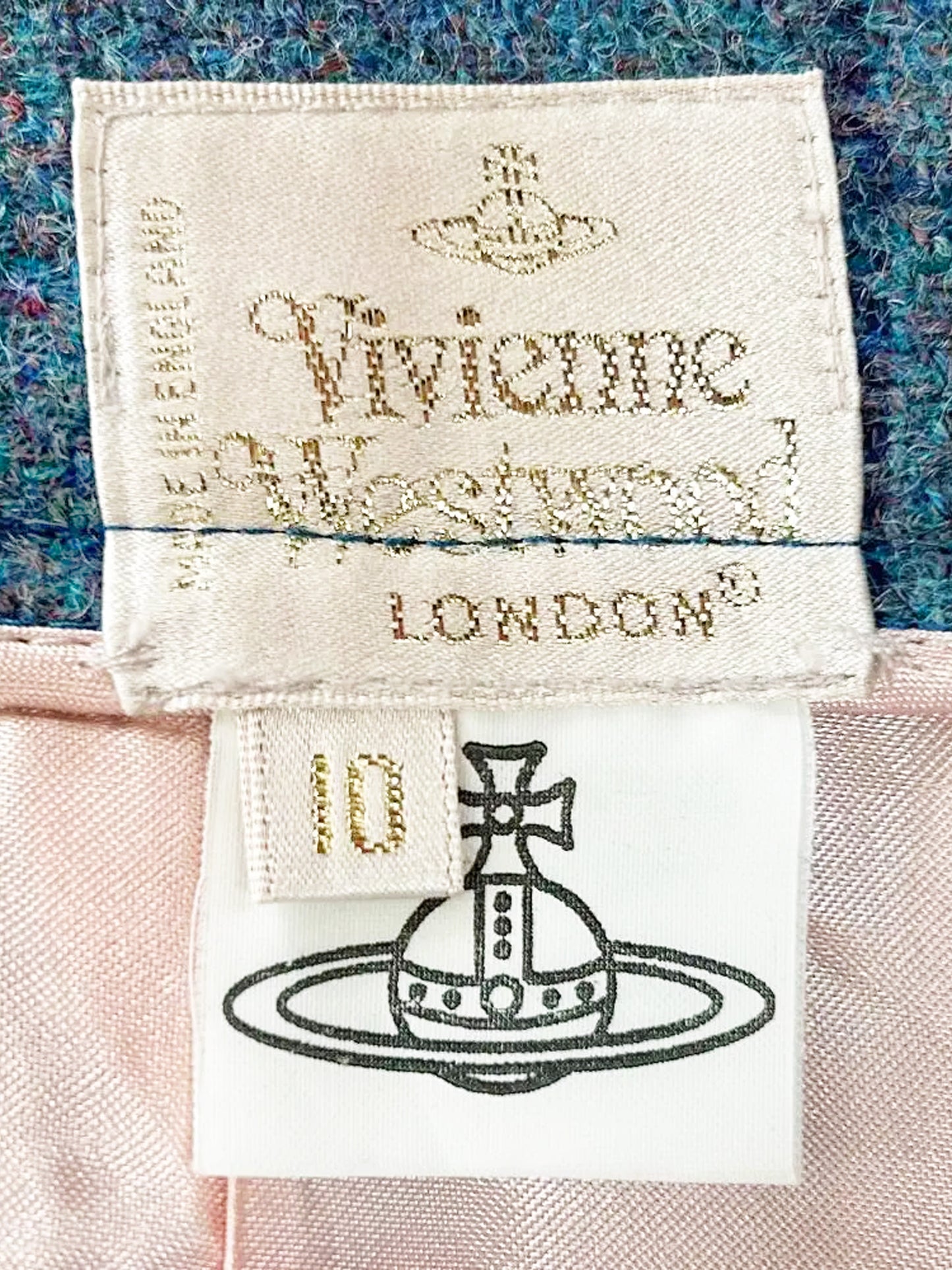 Vivienne Westwood 1990s Blue Wool Tweed Jacket and Skirt Set