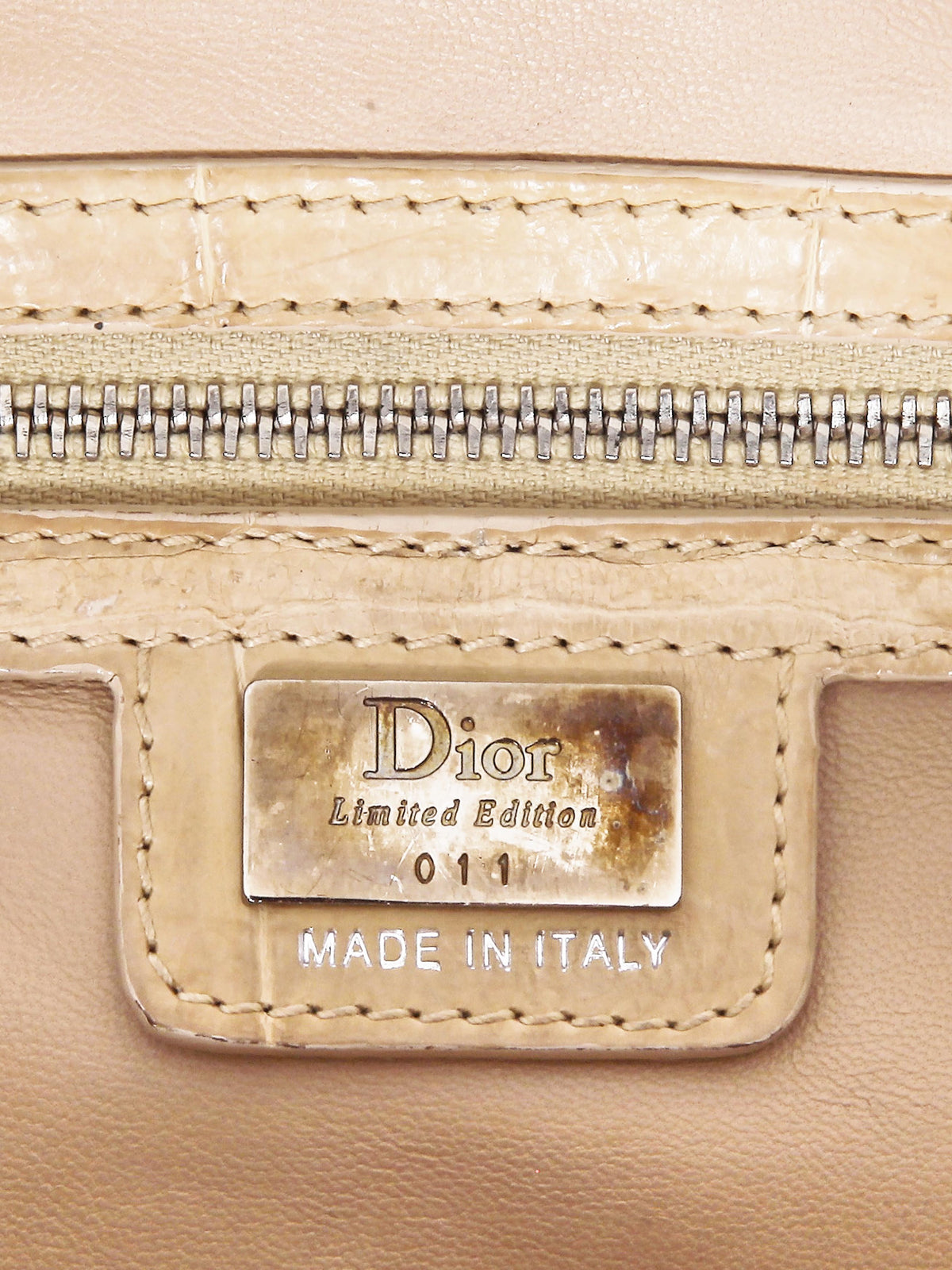 Christian Dior by John Galliano 2005 Beige Croc-embossed Leather 'My Dior' Bag