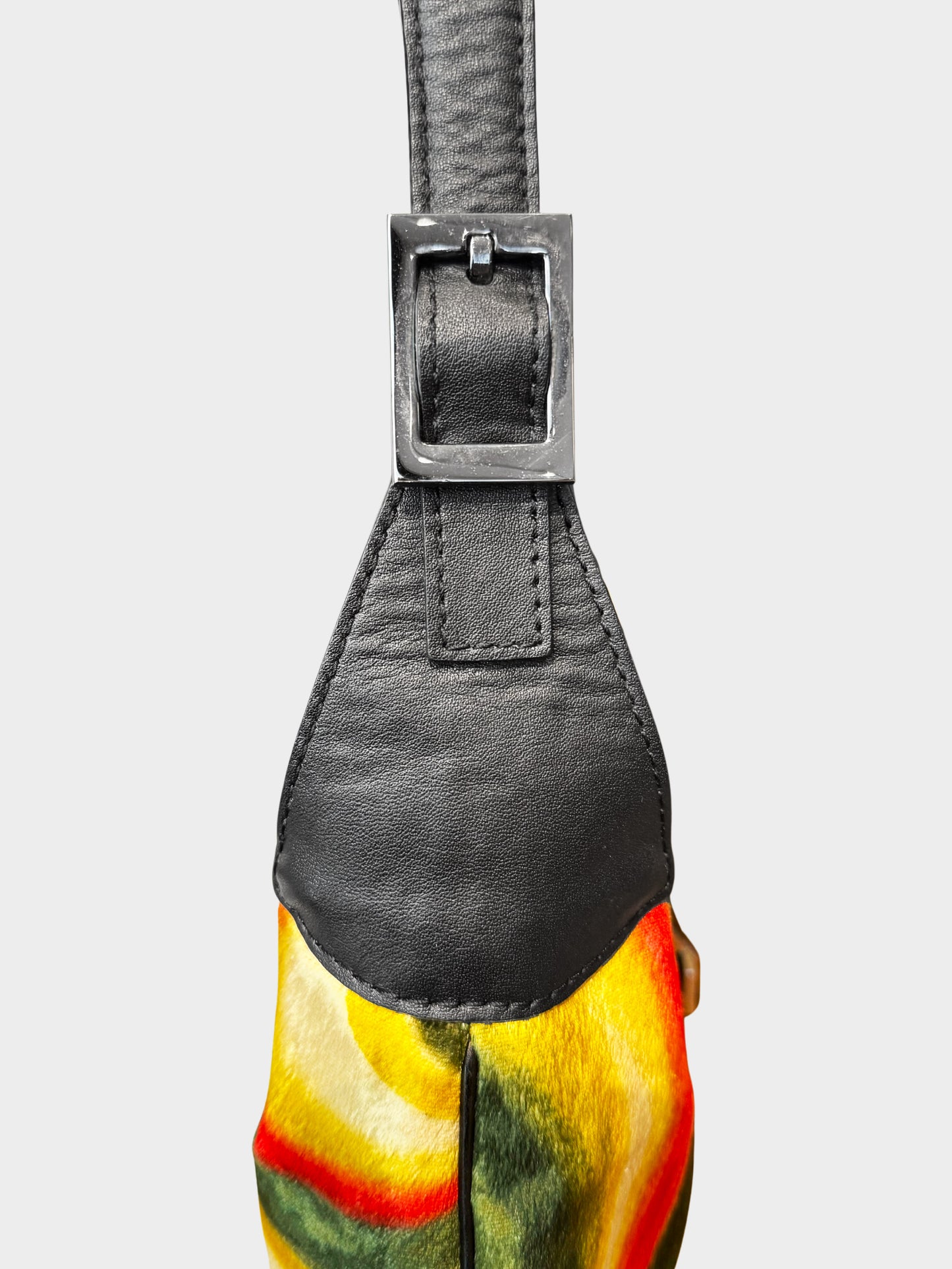 Gucci by Tom Ford FW 1999 Black and Multicolor Psychedelic Velvet Jackie Handbag