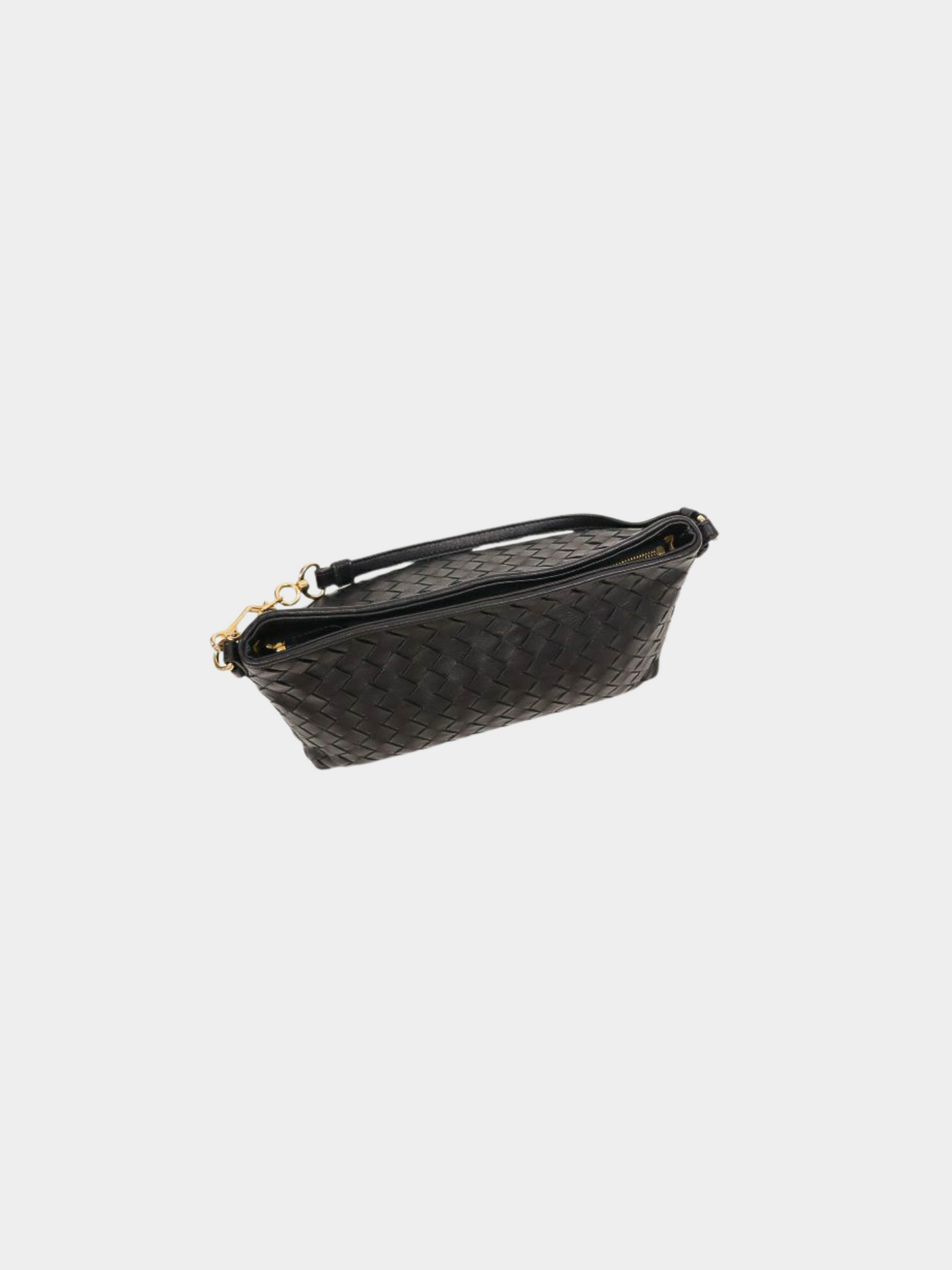 Bottega Veneta 2000s Black Leather Intrecciato Handbag