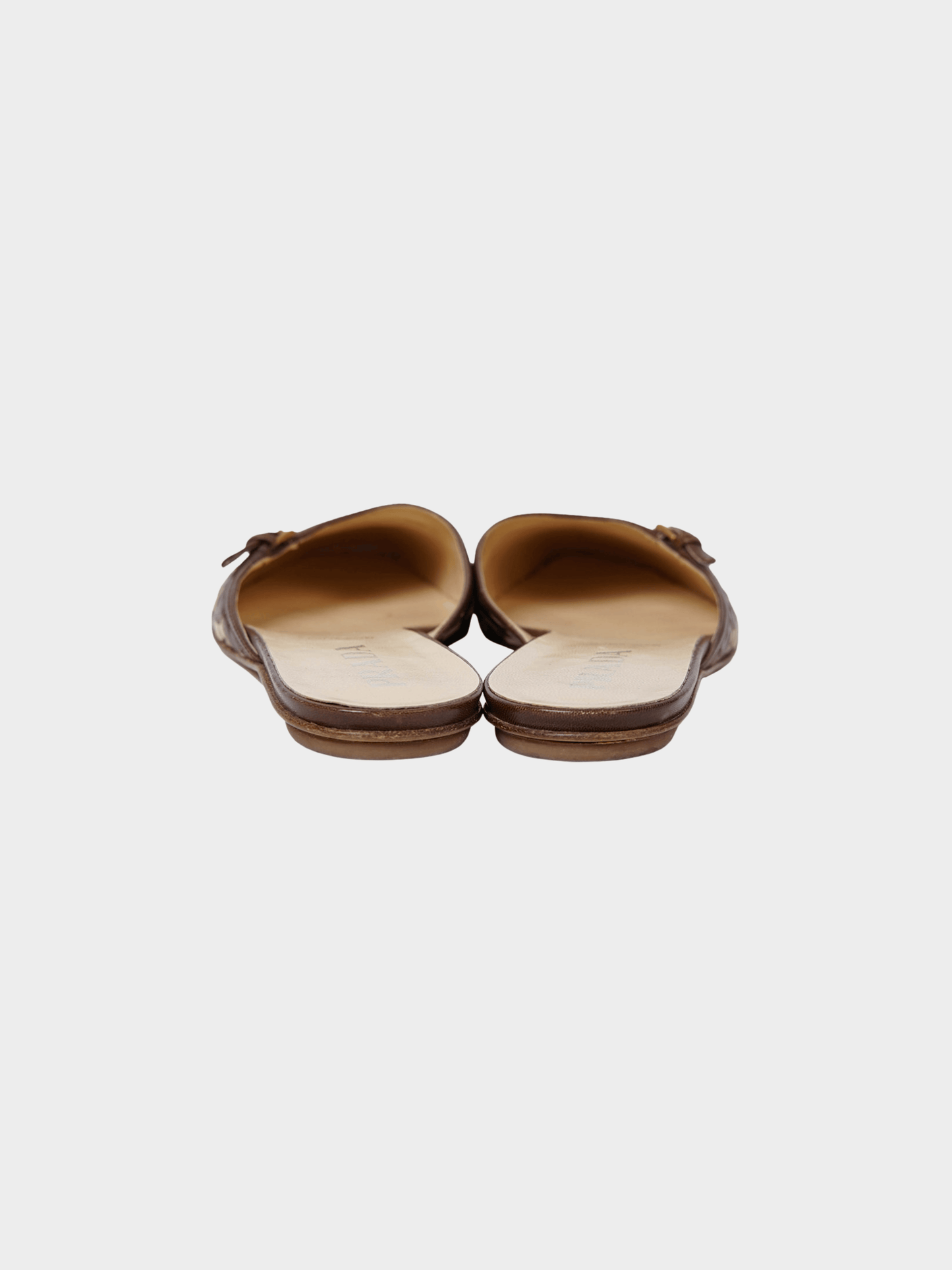 Prada 2000s Brown Woven Leather Flats