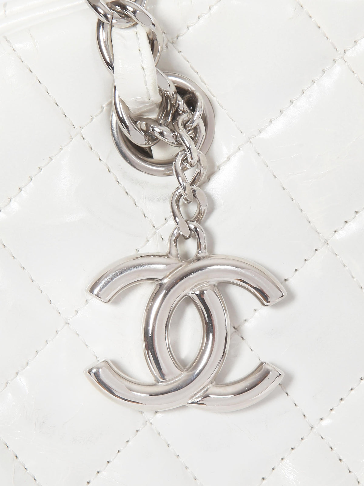 Chanel by Karl Lagerfeld 2011 White Patent Leather Quilted Shoulder Bag