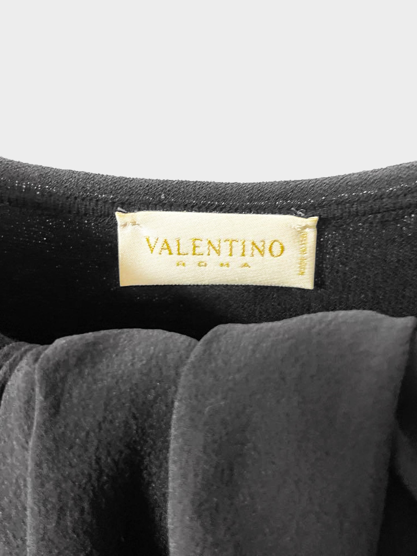 Valentino 1990s Black Viscose and Chiffon Tie Scarf Short-Sleeved Top