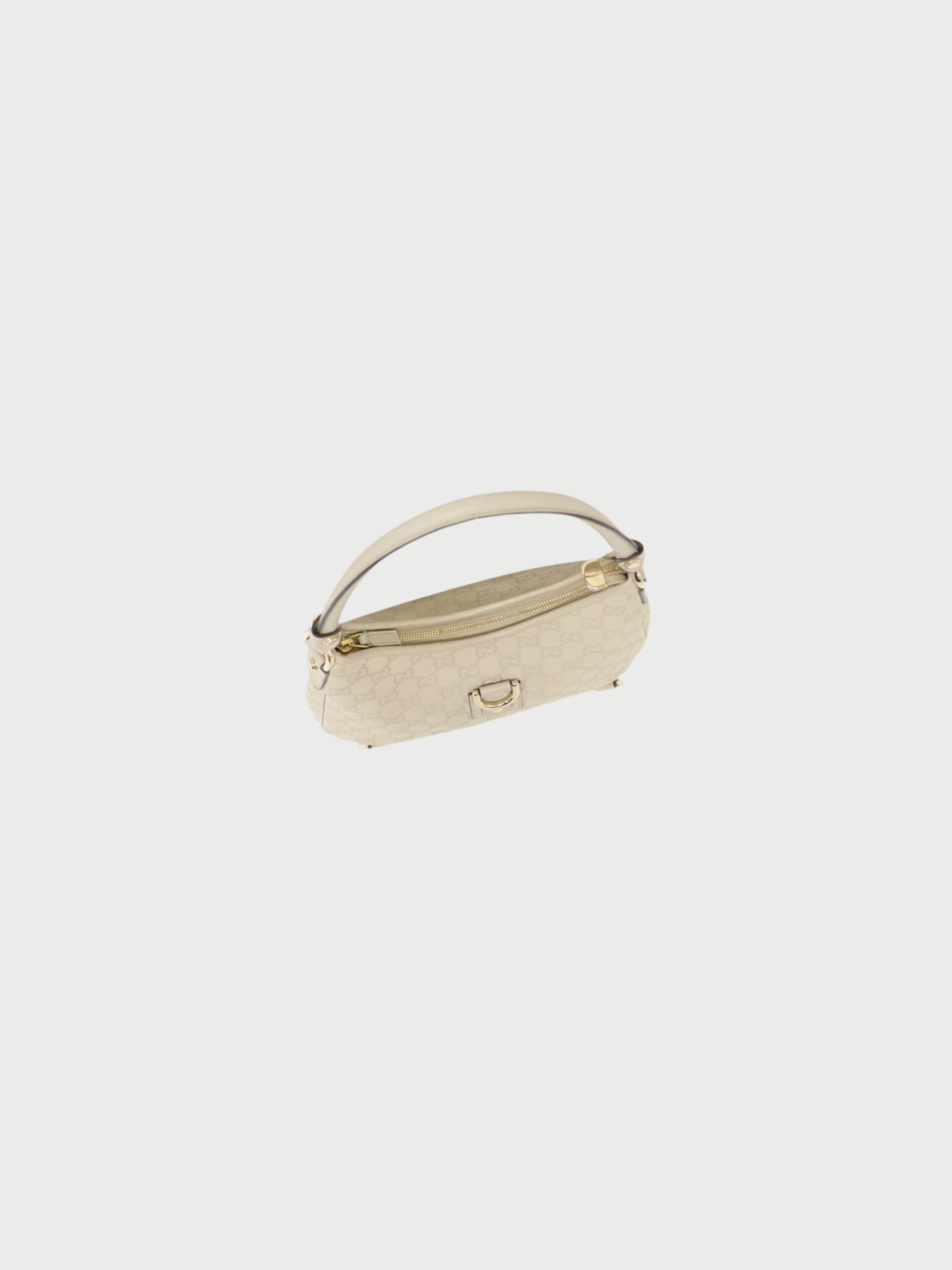 Gucci 2000s White Leather Abbey GG One-Shoulder Bag