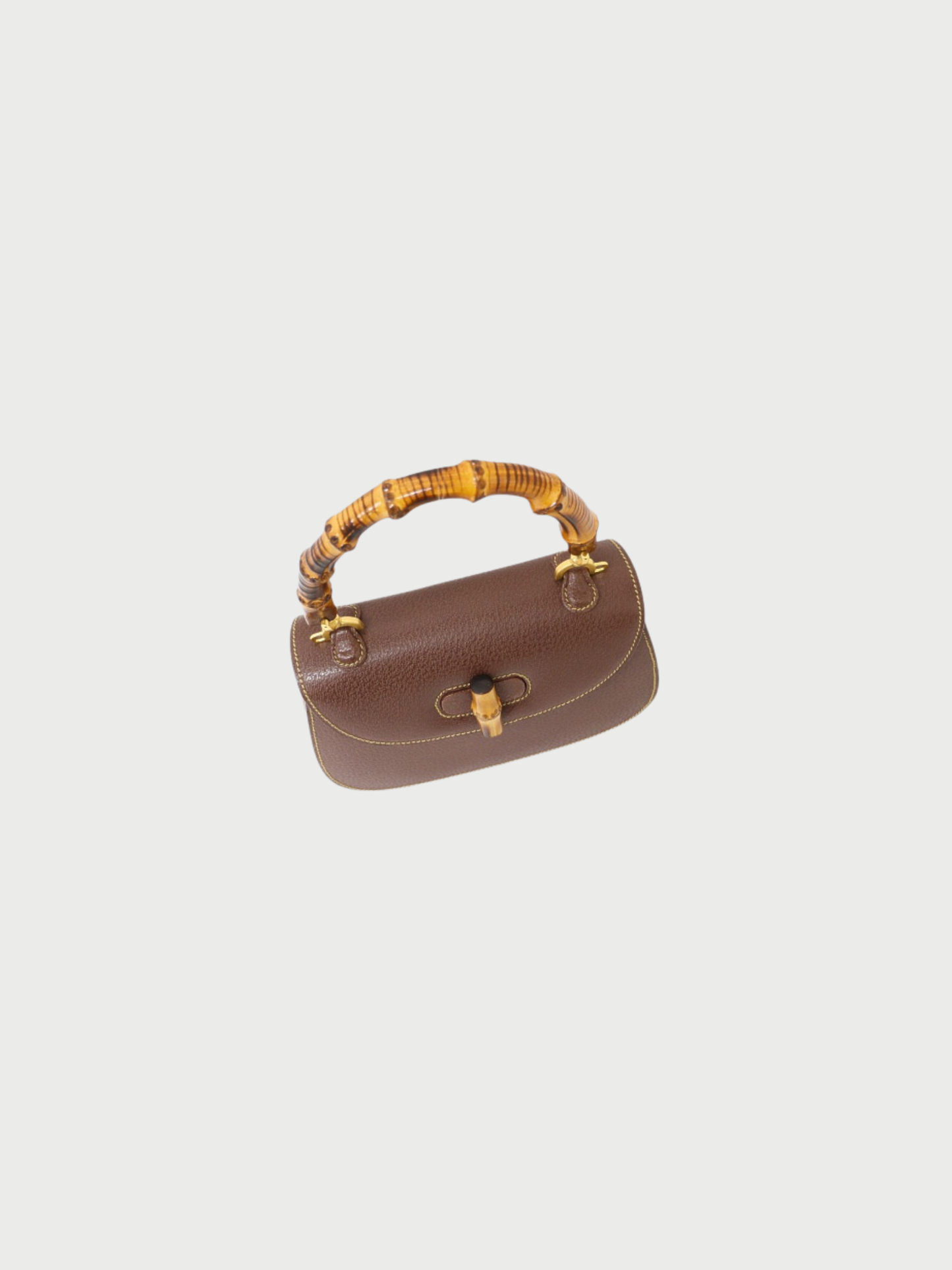 Gucci 2000s Brown Leather Bamboo Turn Lock Handbag