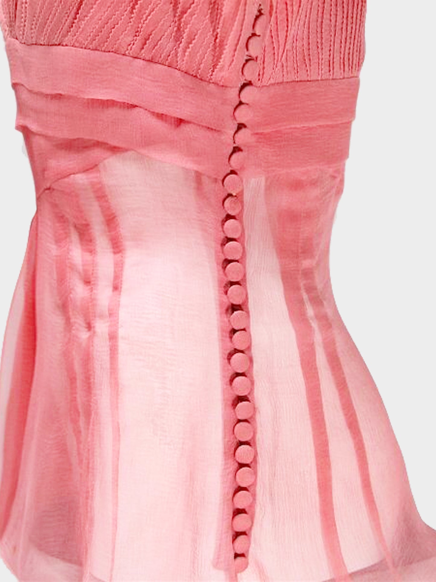 Christian Dior 1990s Pink Chiffon Pleated Sheer Blouse