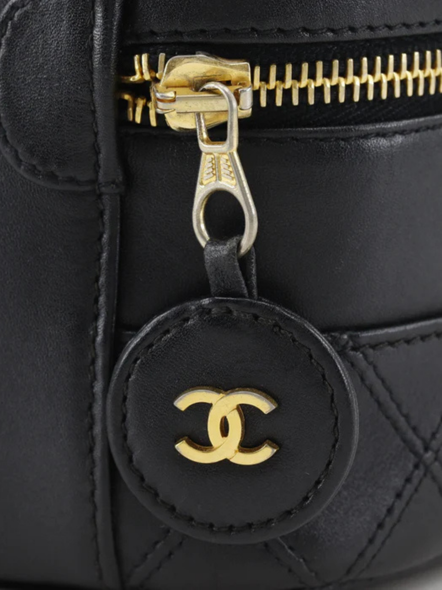 Chanel 1990s Black Calfskin Bicolore Vanity Bag