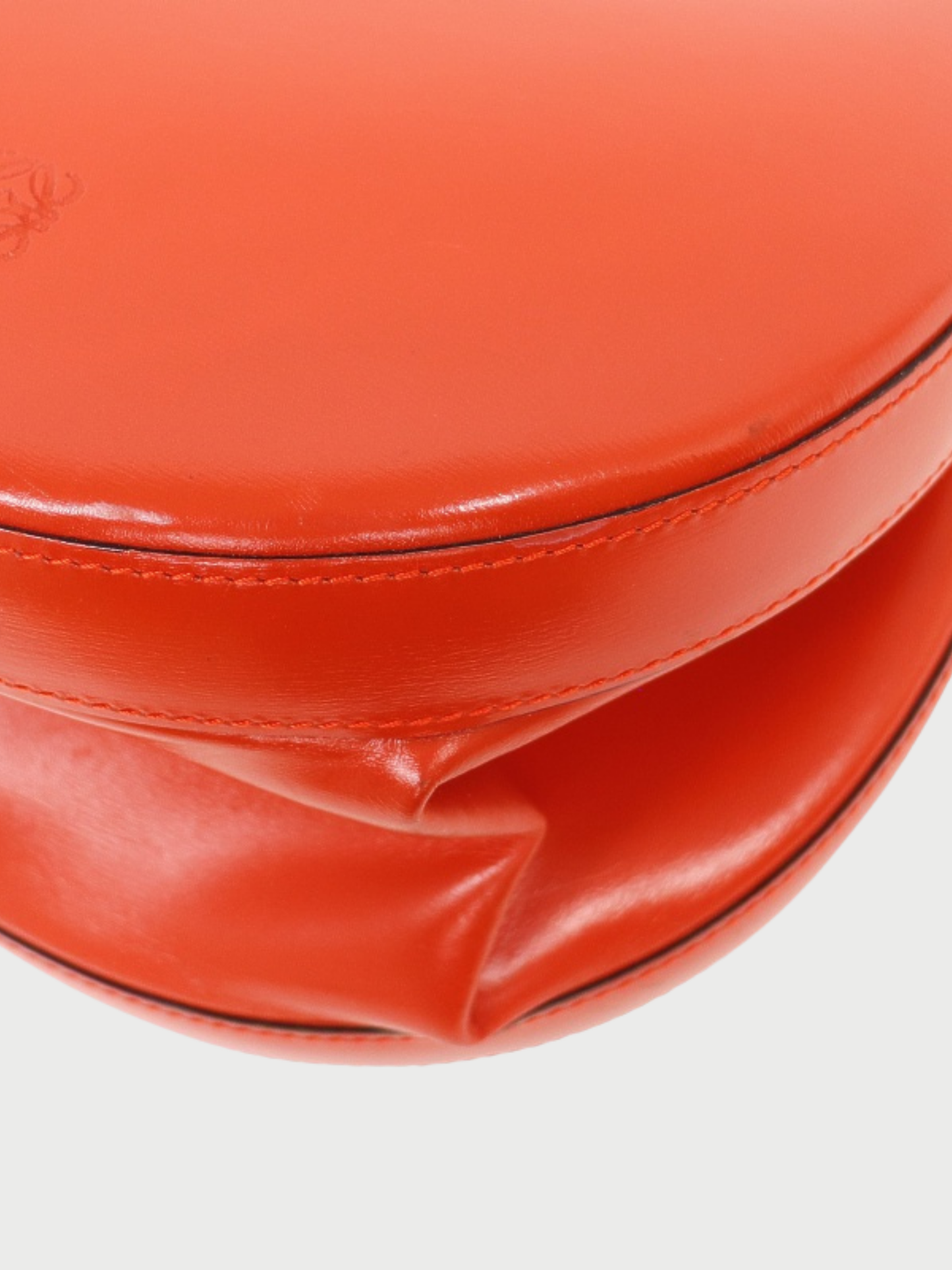 Loewe 2000s Red Leather Anagram Round Handbag
