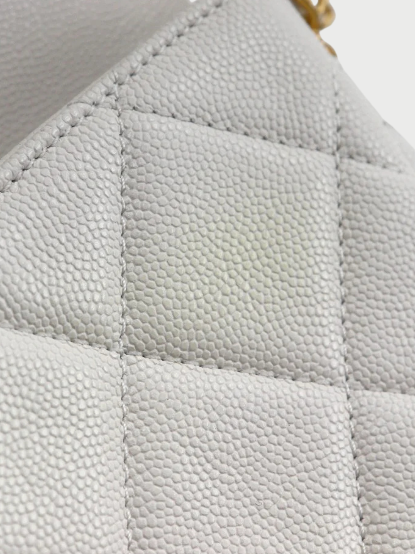 Chanel 2010s White Caviar Leather Matelassé Flap Shoulder Bag