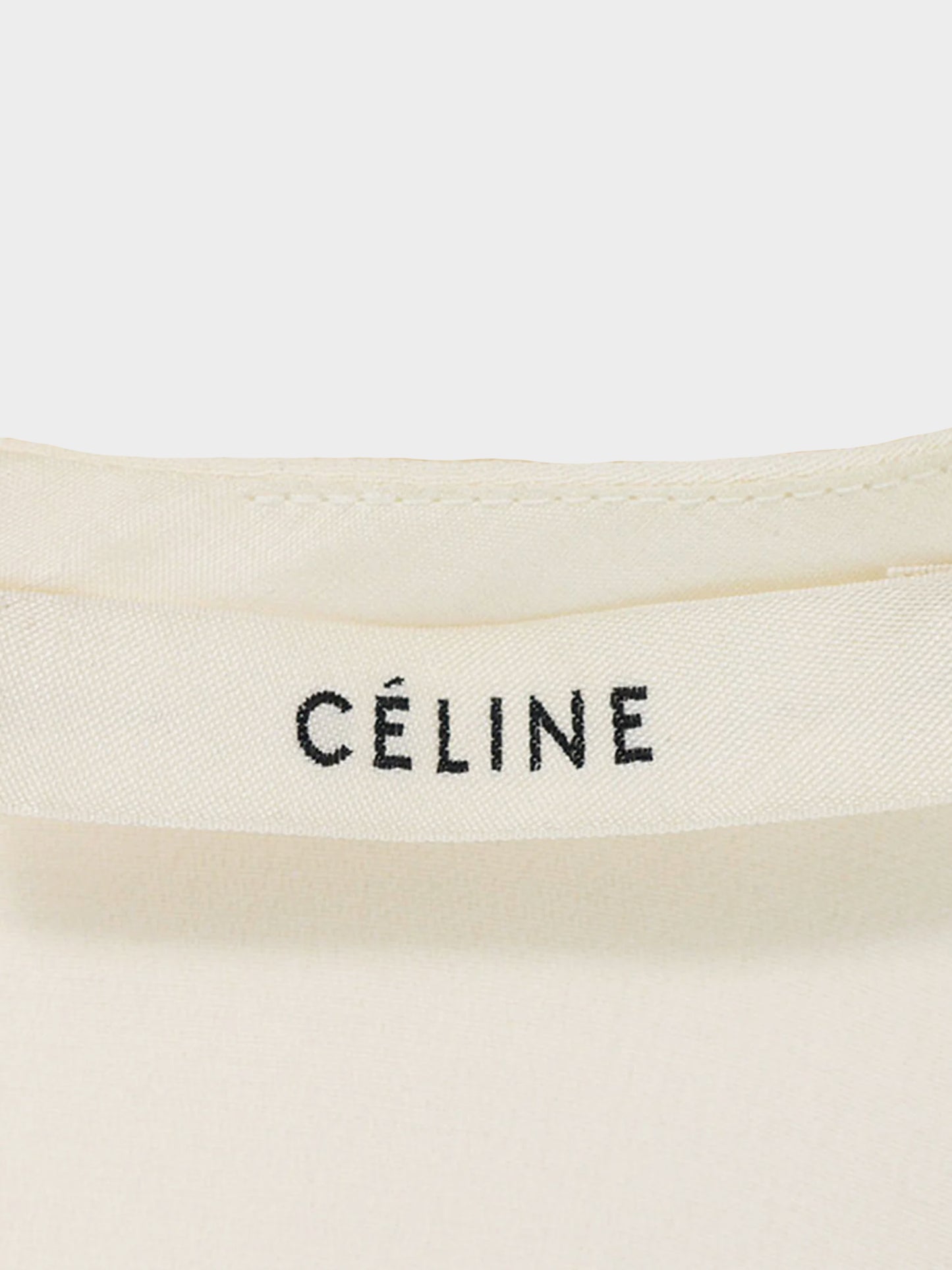 Céline by Phoebe Philo 2010s Off White Silk Tunic Top