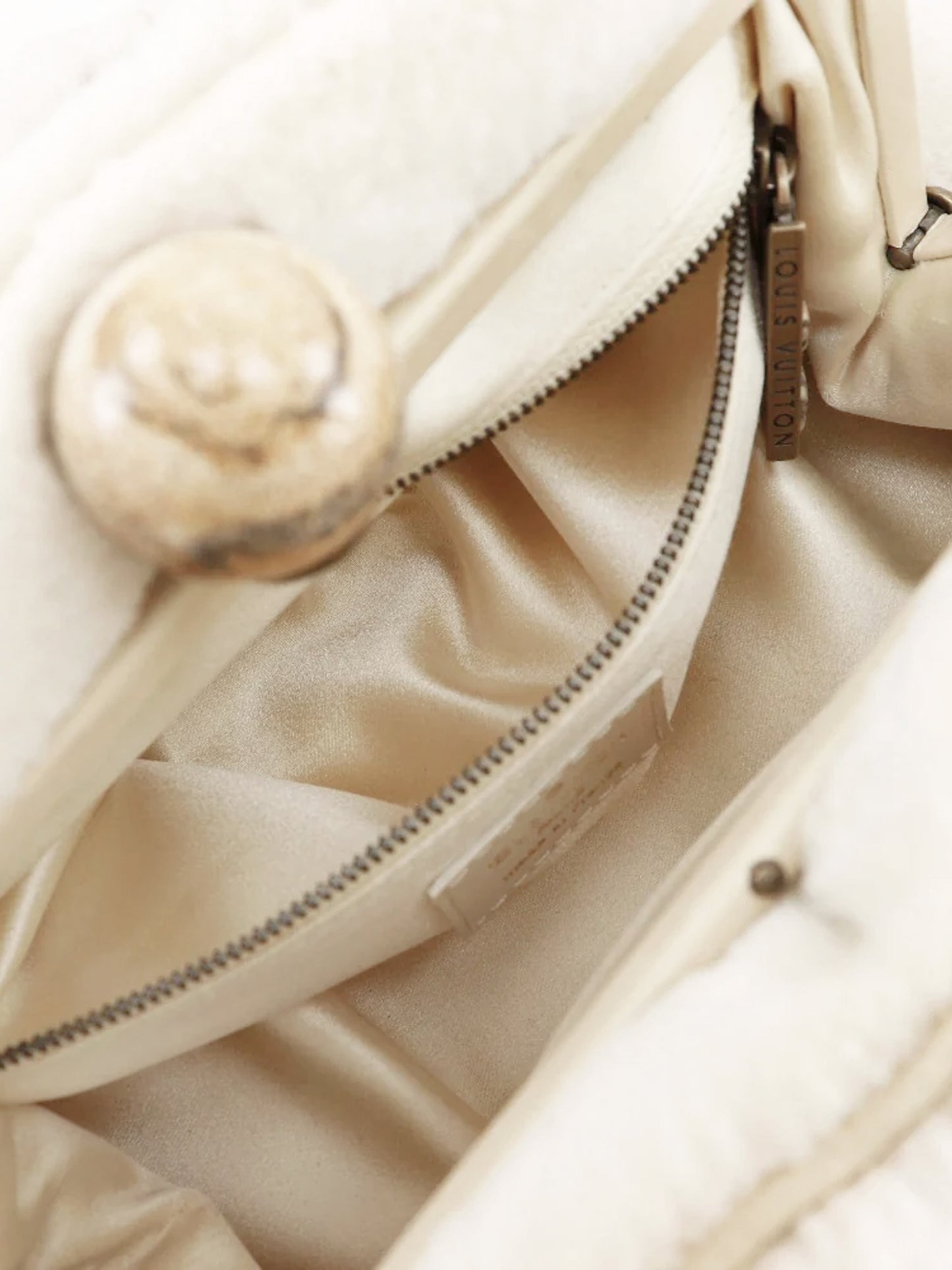 Louis Vuitton 2005 White Mink Demi Lune Cabochon Handbag