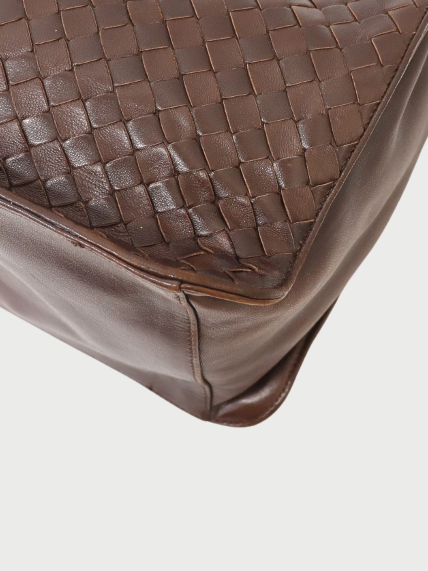 Bottega Veneta 2000s Brown Leather Intrecciato One-Shoulder Bag