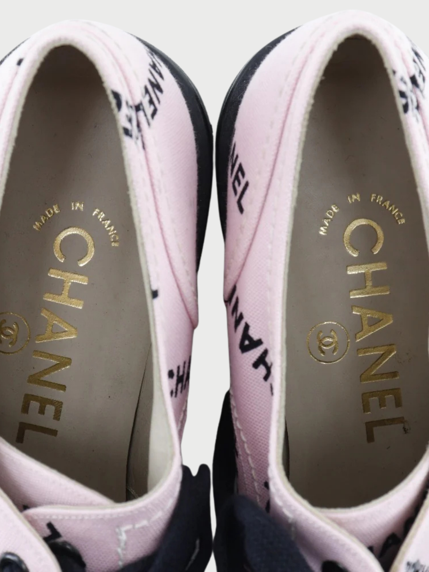 Chanel 1990s Raspberry Logo Print Canvas Sneakers